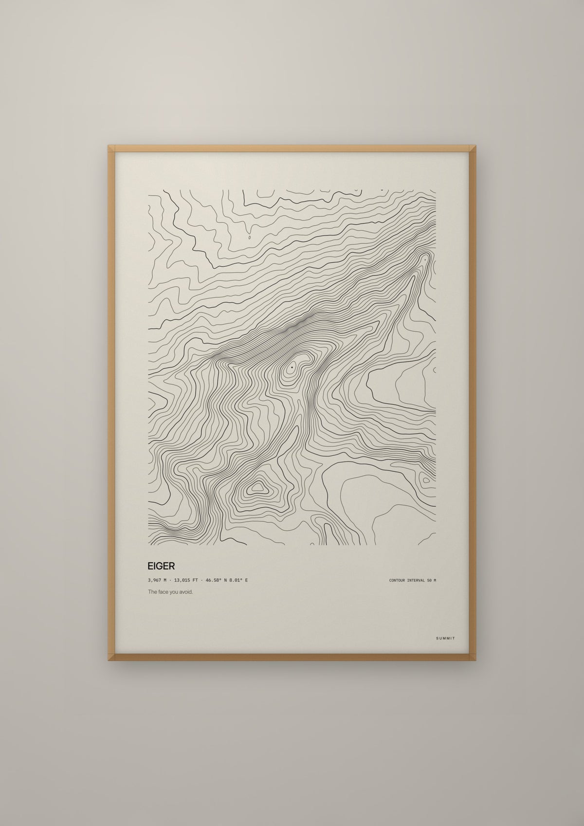 Eiger in a natural wood frame