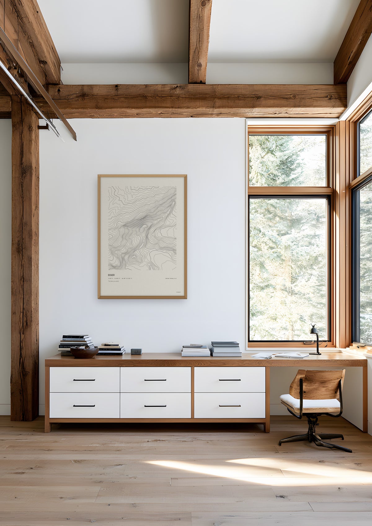 Eiger in a natural wood frame, shown in whistler-timber-study