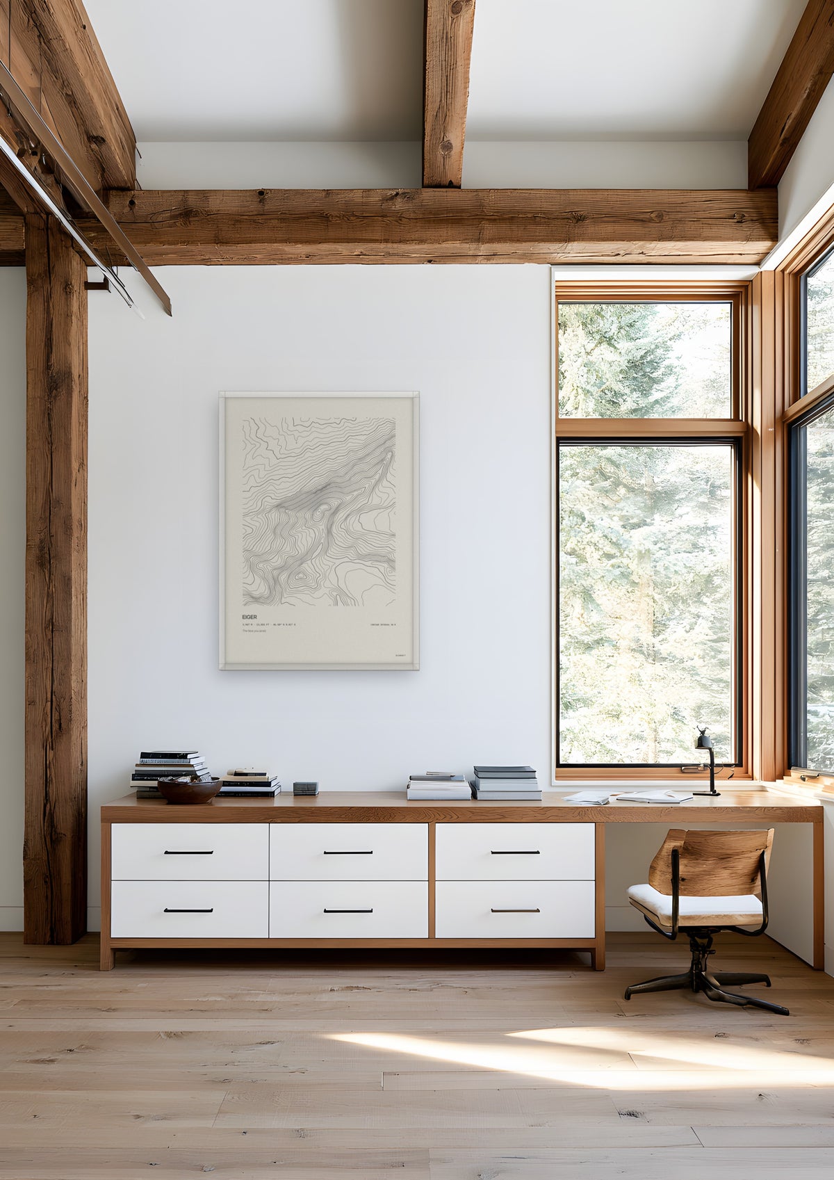 Eiger in a white frame, shown in whistler-timber-study
