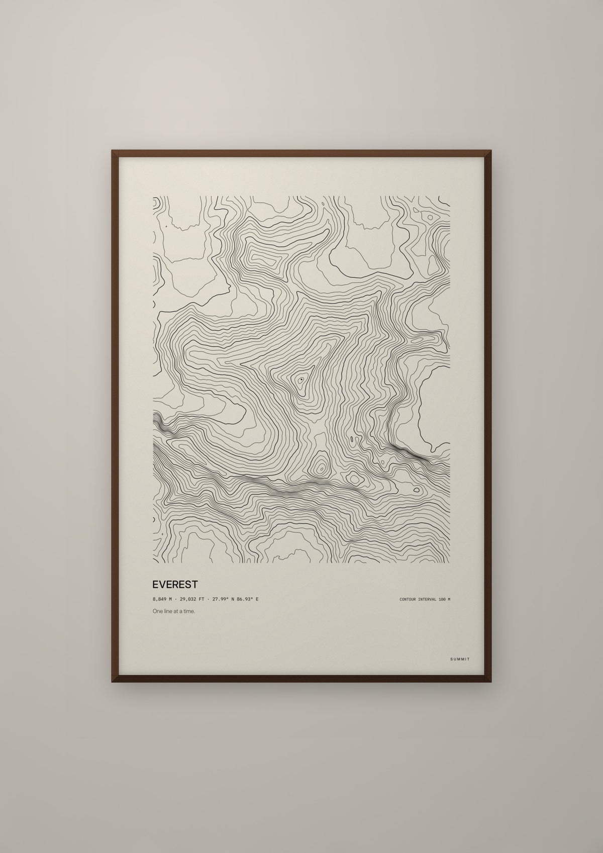 Everest in a dark wood frame