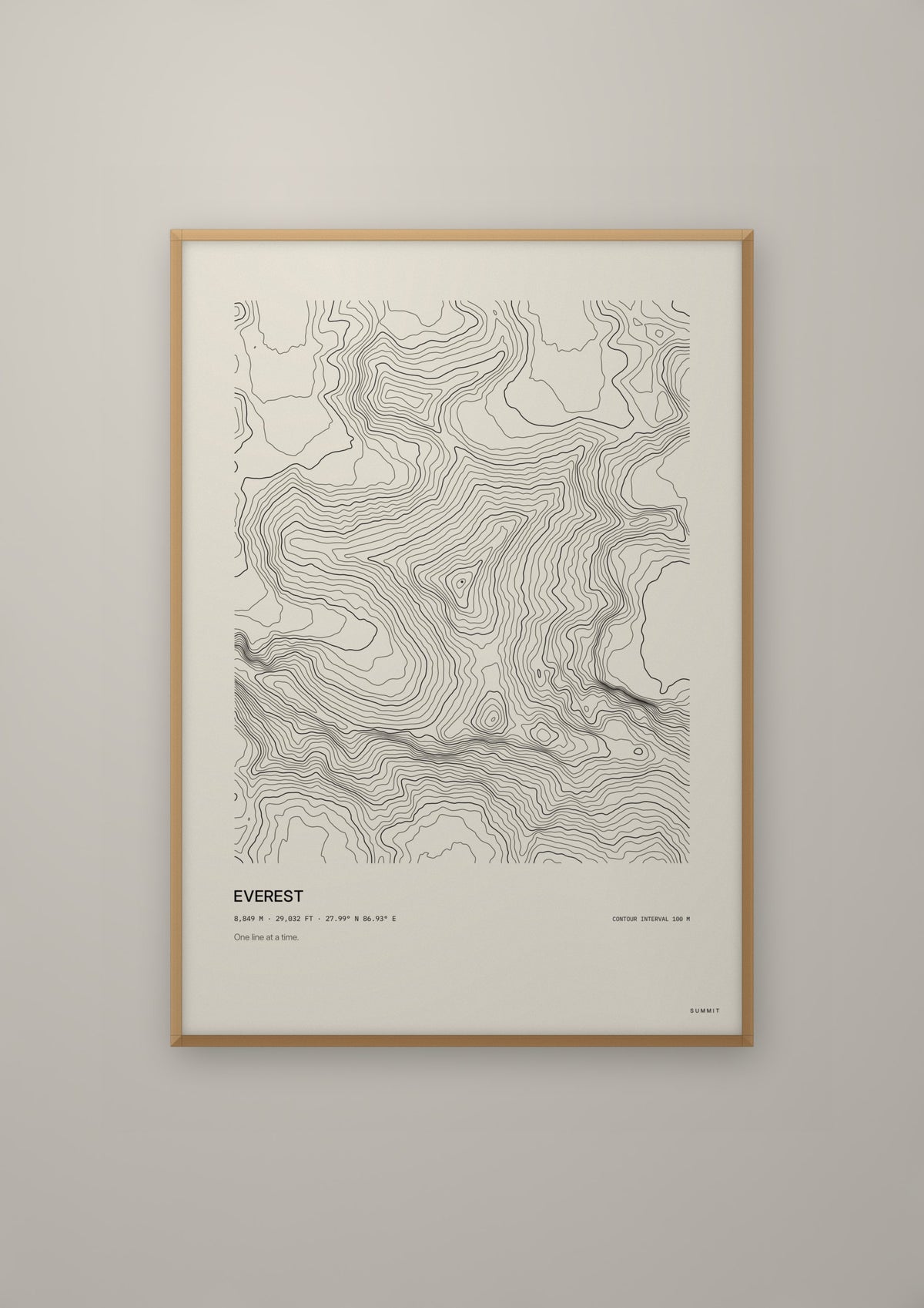 Everest in a natural wood frame