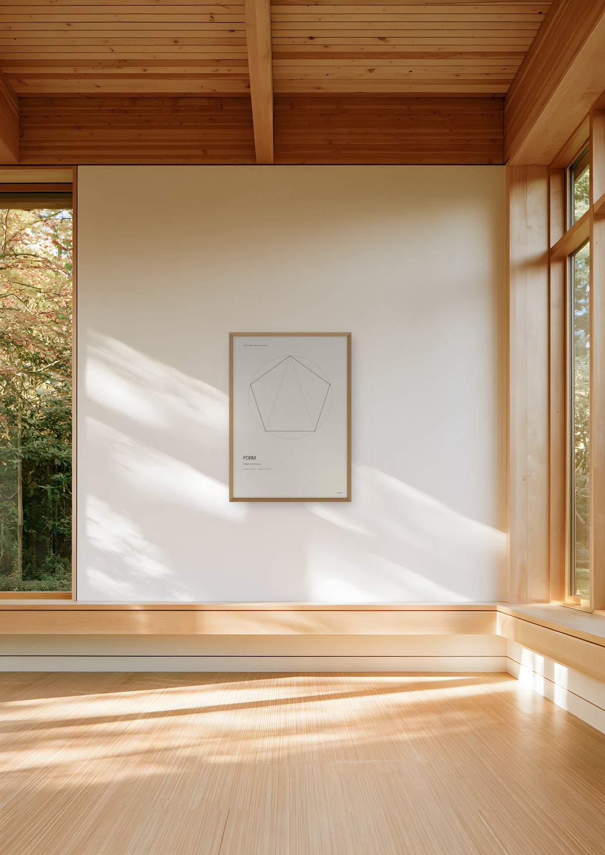 Form in a natural wood frame, shown in helsinki-modern-library