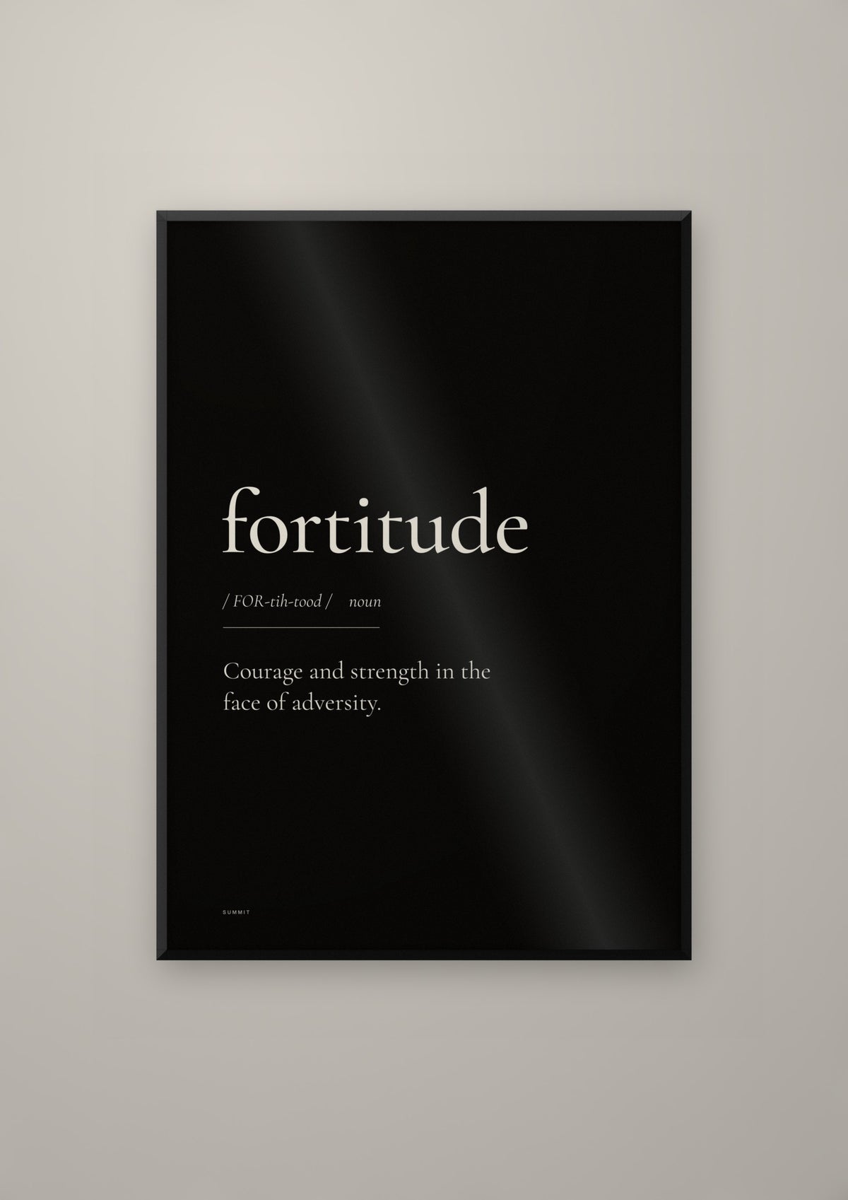 Fortitude (Black) in a black frame