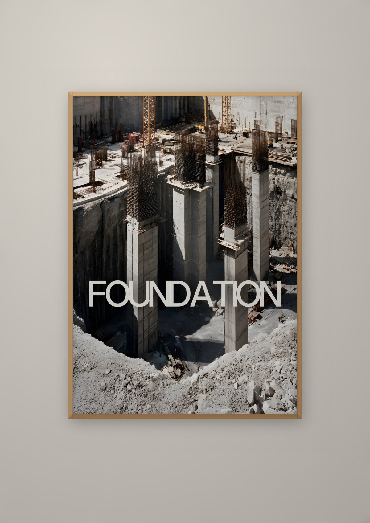 Foundation in a natural wood frame