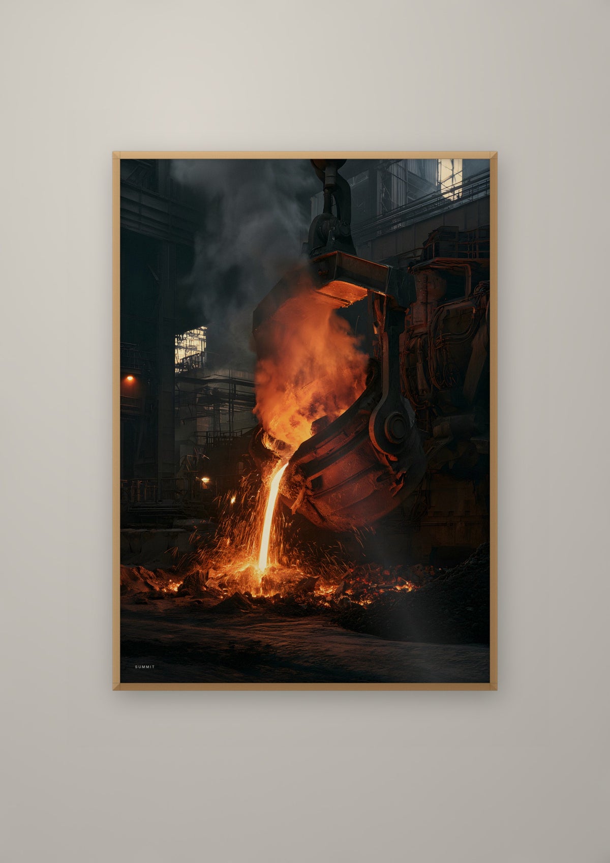Foundry in a natural wood frame