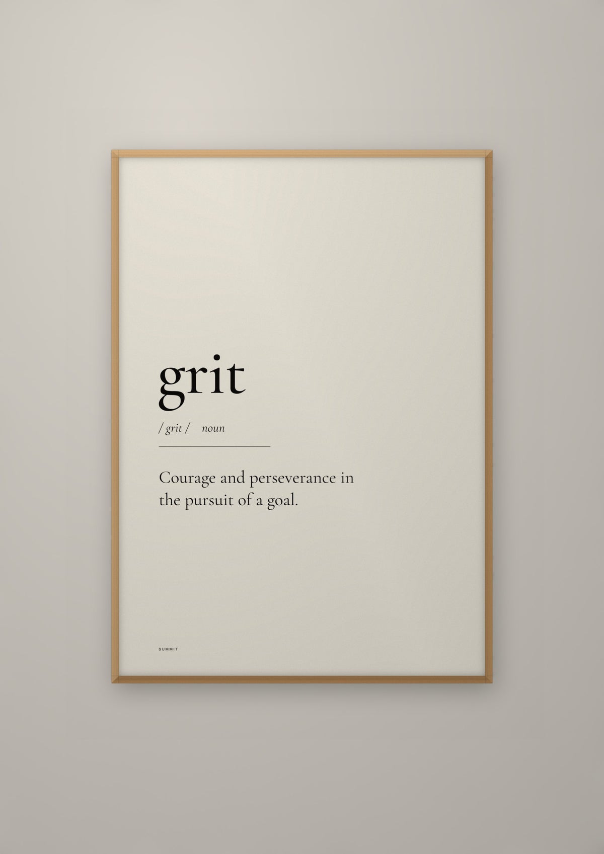Grit in a natural wood frame