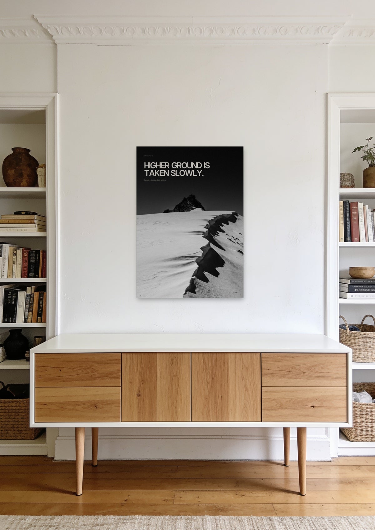 Higher Ground, unframed art print shown in a founder's office