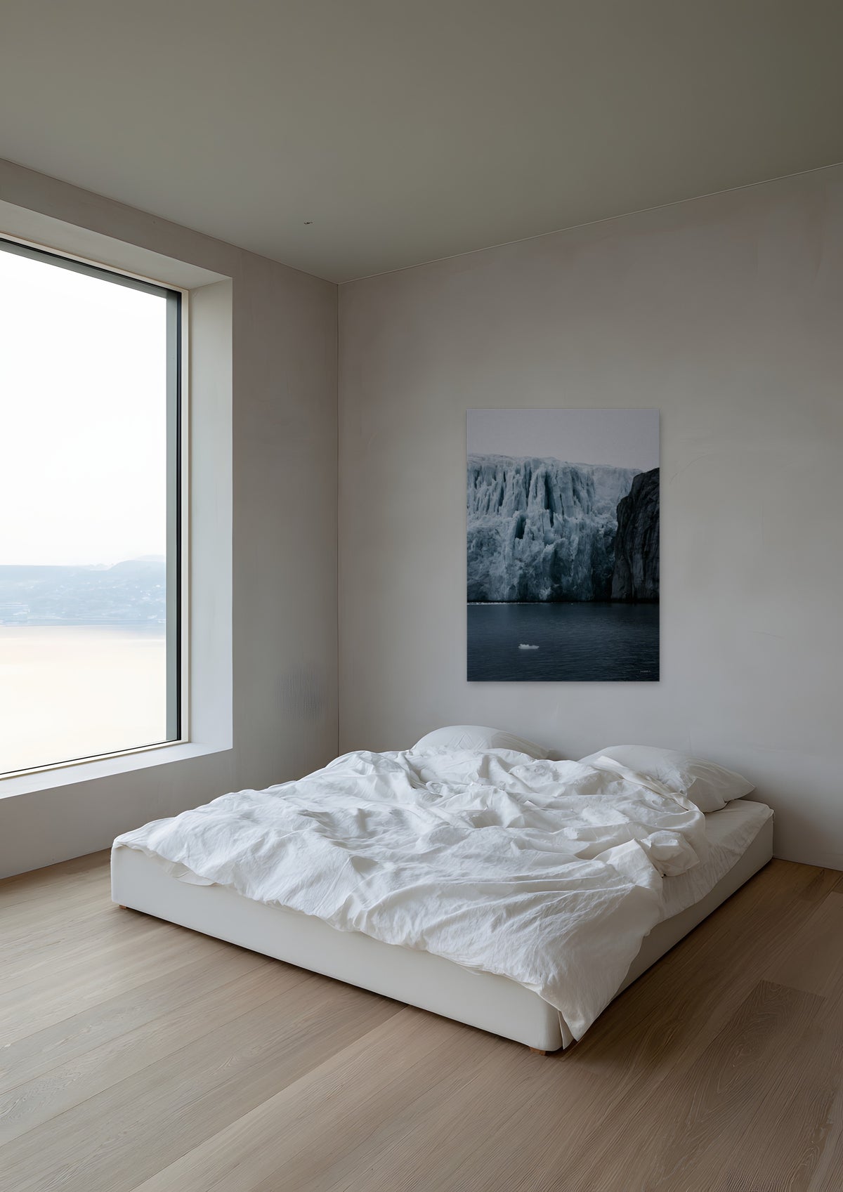 Ice, unframed art print shown in oslo-penthouse-bedroom