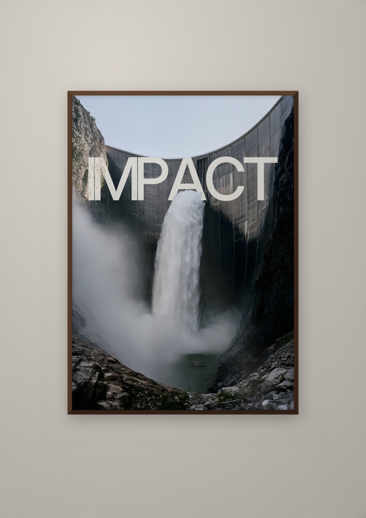 Impact in a dark wood frame