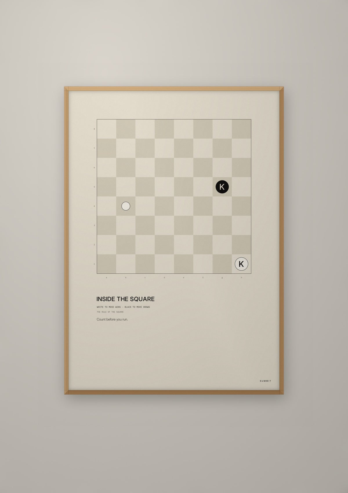 Inside the Square in a natural wood frame