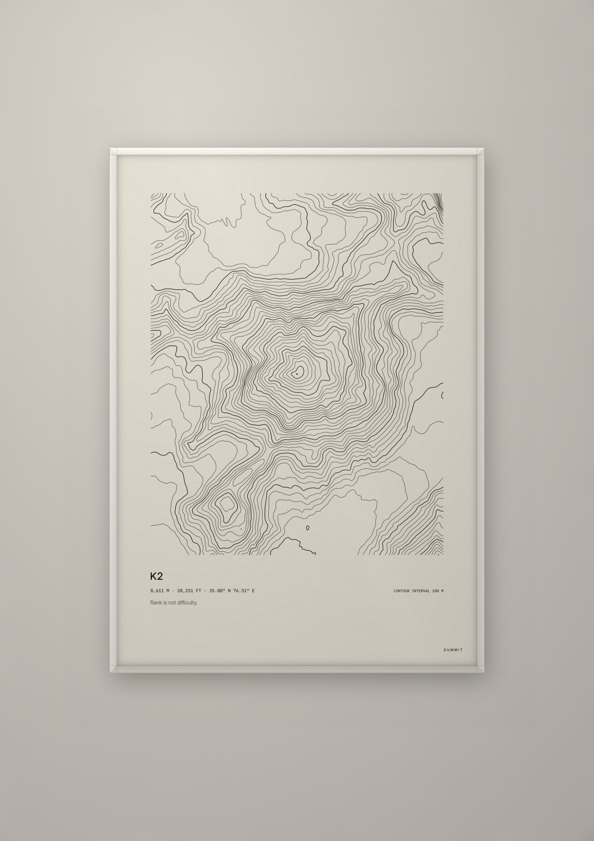 K2 in a white frame