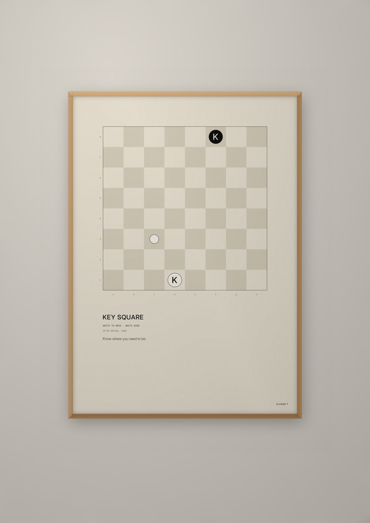 Key Square in a natural wood frame