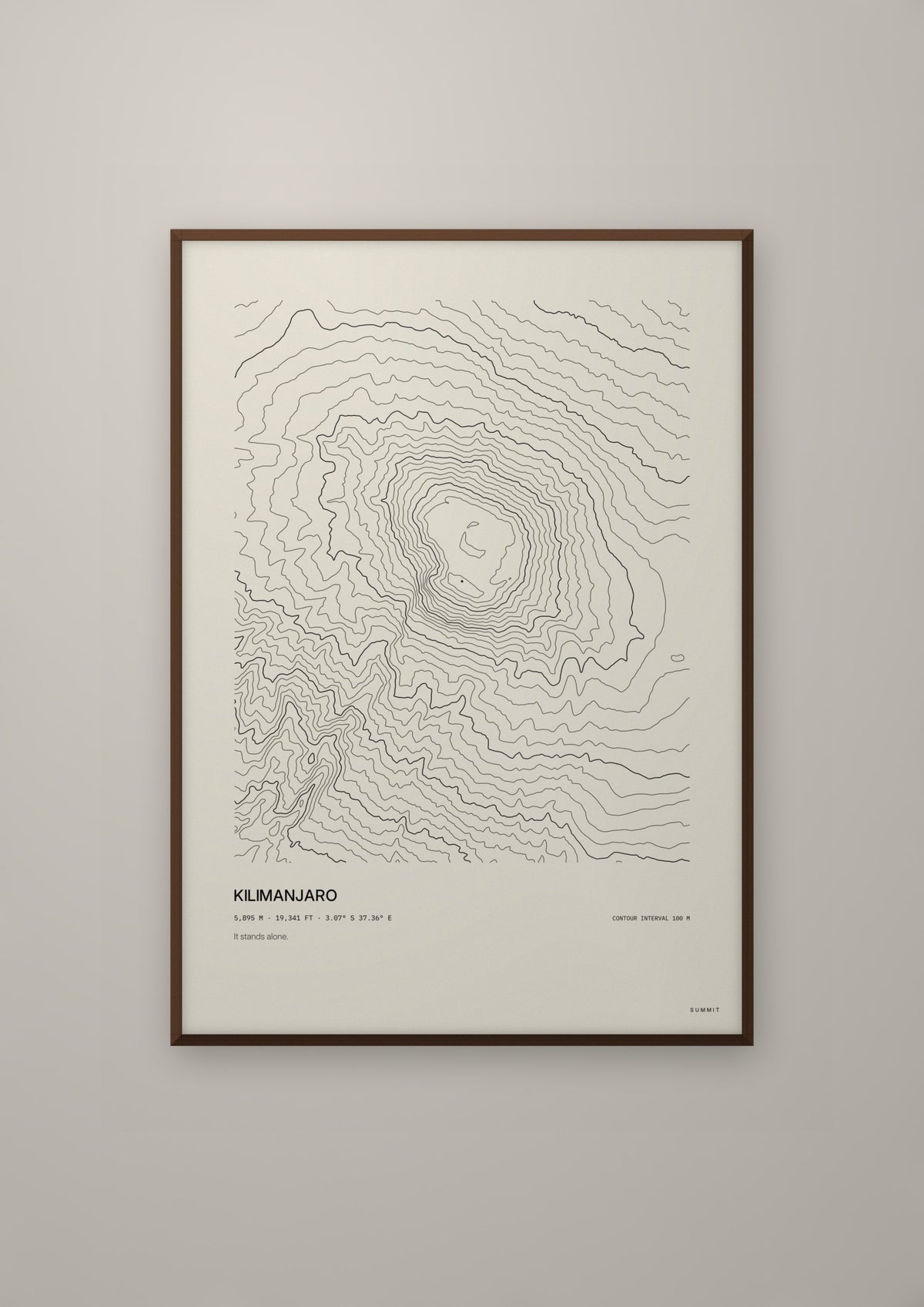 Kilimanjaro in a dark wood frame