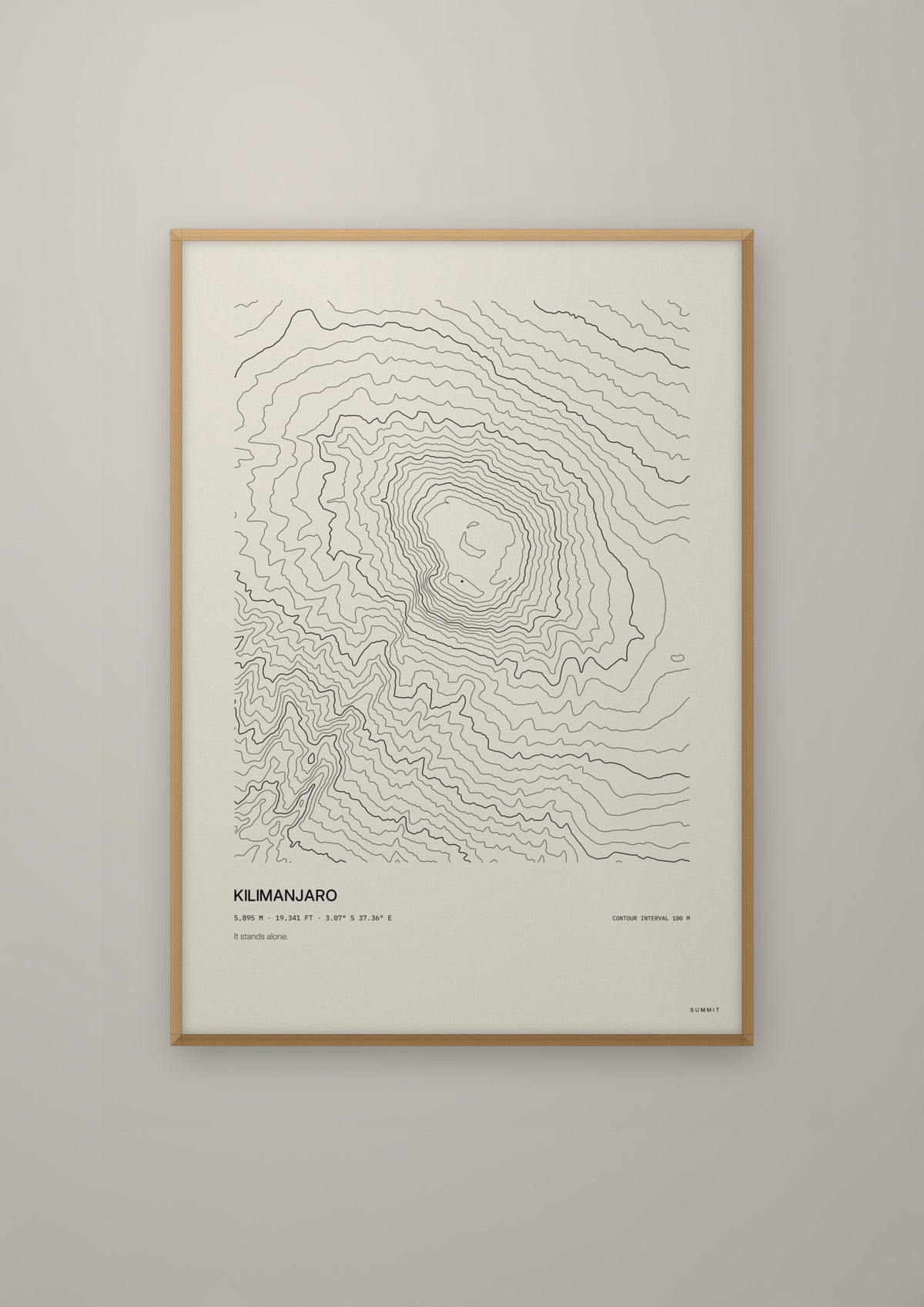 Kilimanjaro in a natural wood frame