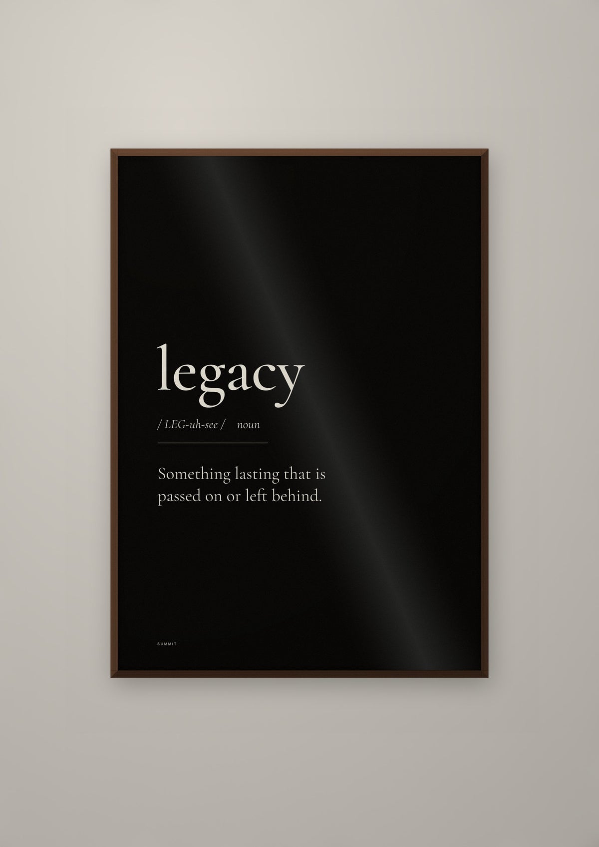 Legacy (Black) in a dark wood frame