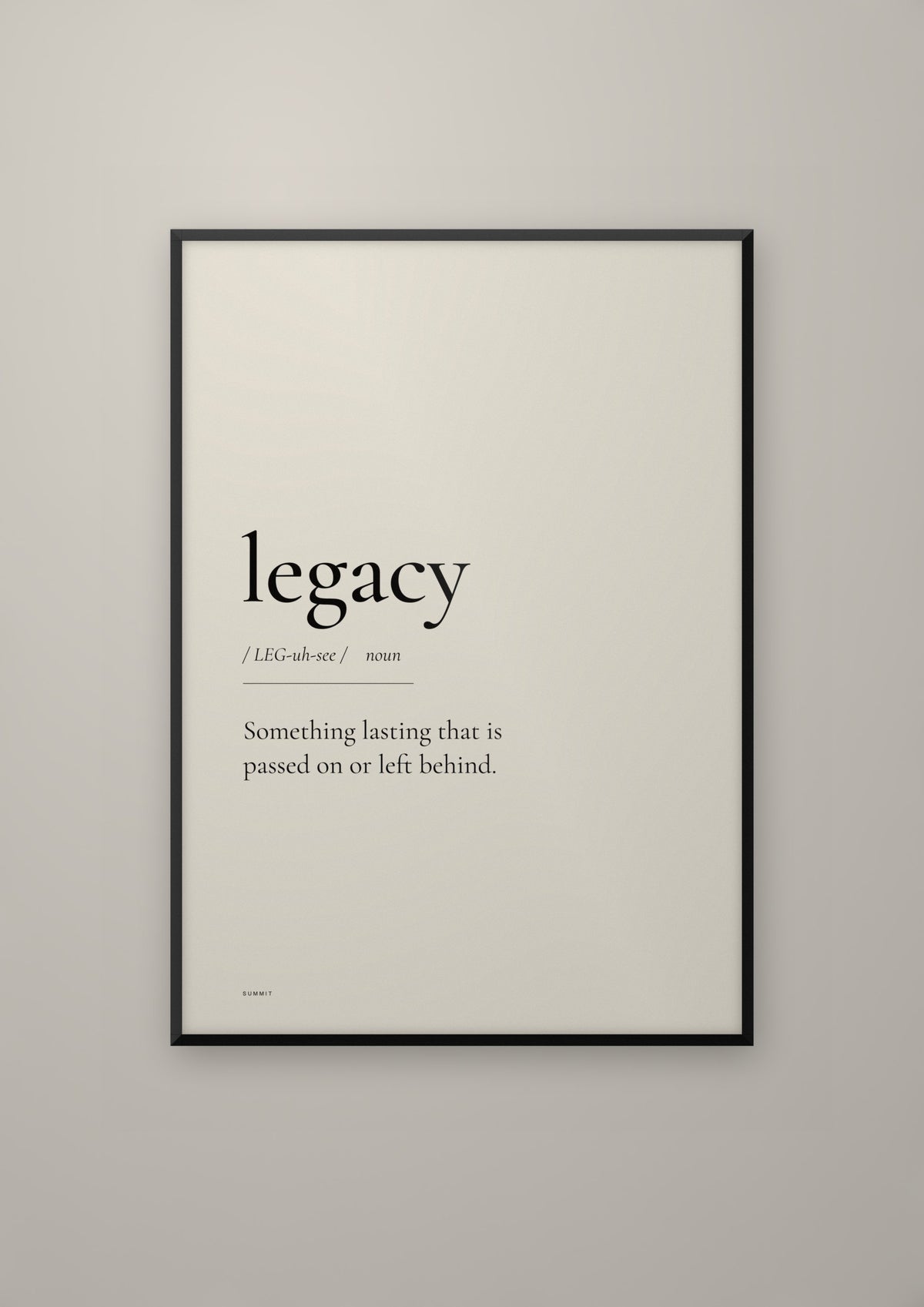 Legacy in a black frame