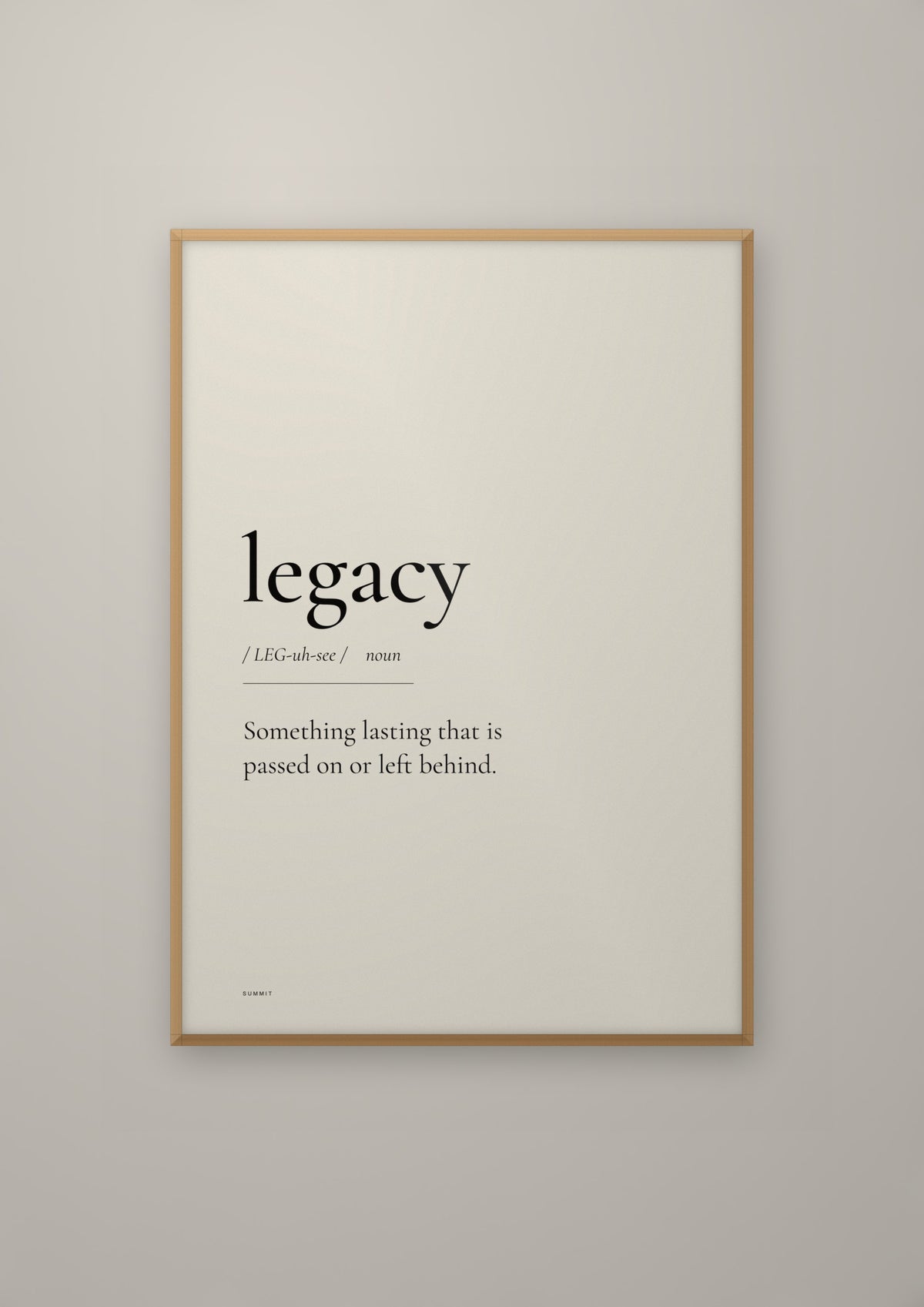 Legacy in a natural wood frame