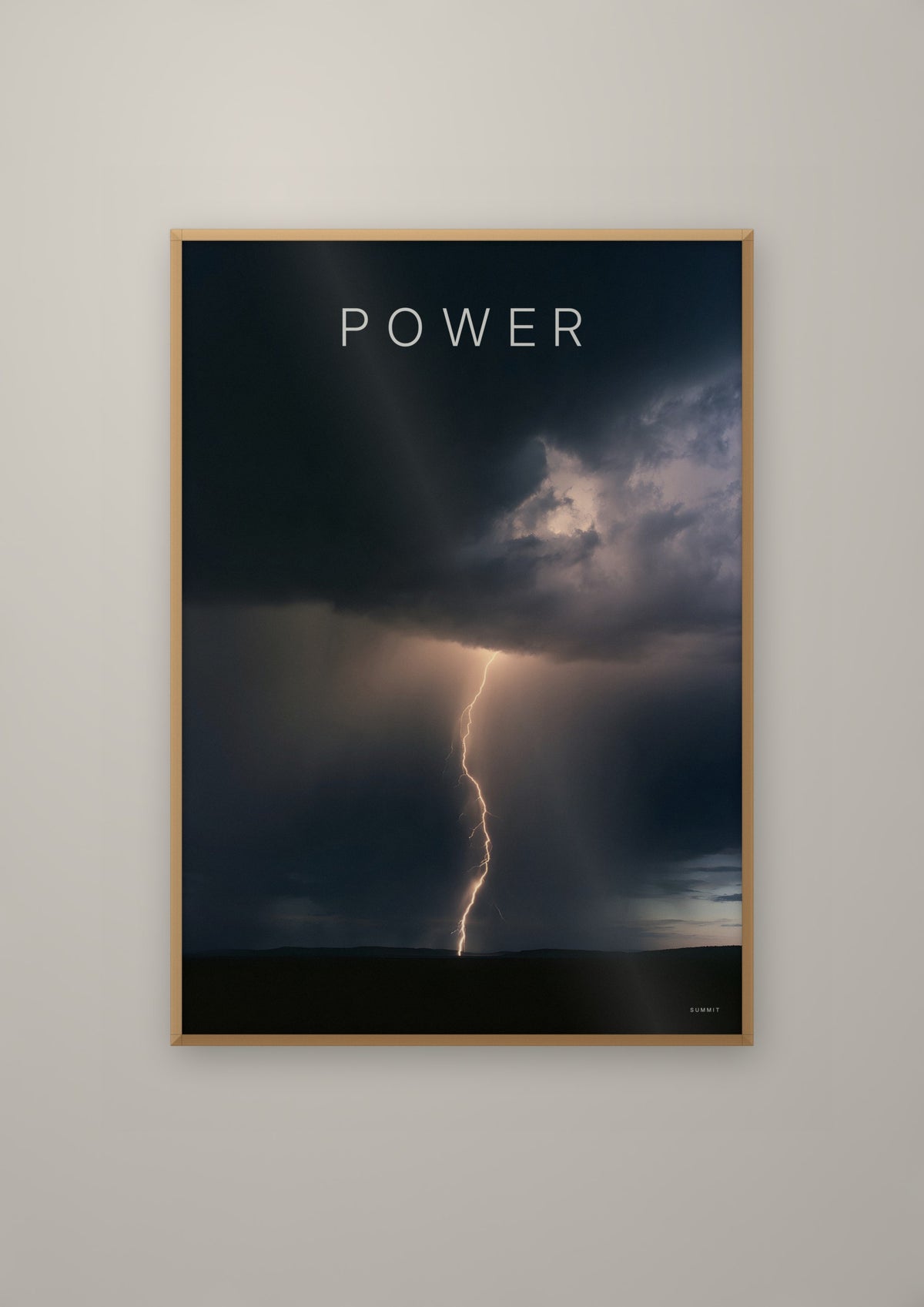 Lightning in a natural wood frame