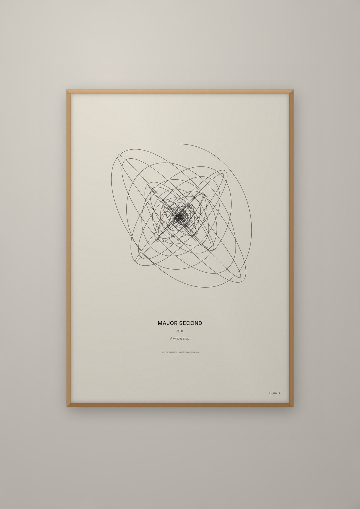 Major Second in a natural wood frame