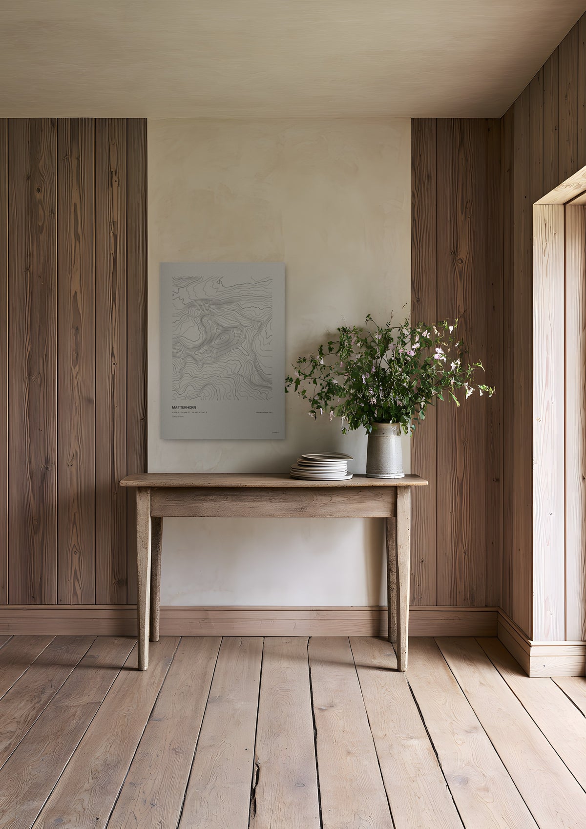 Matterhorn, unframed art print shown in zermatt-apartment-hallway
