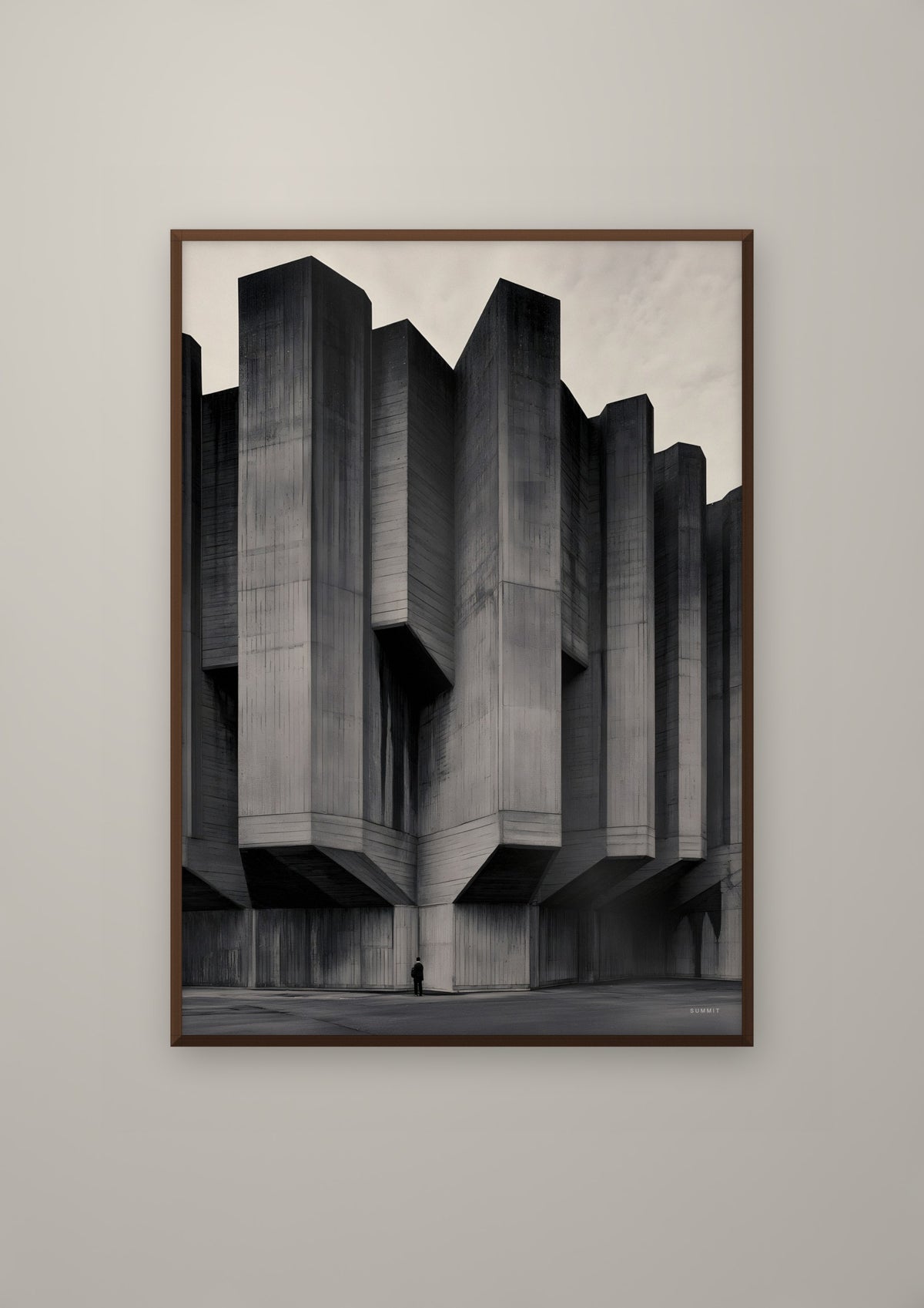 Monolith in a dark wood frame