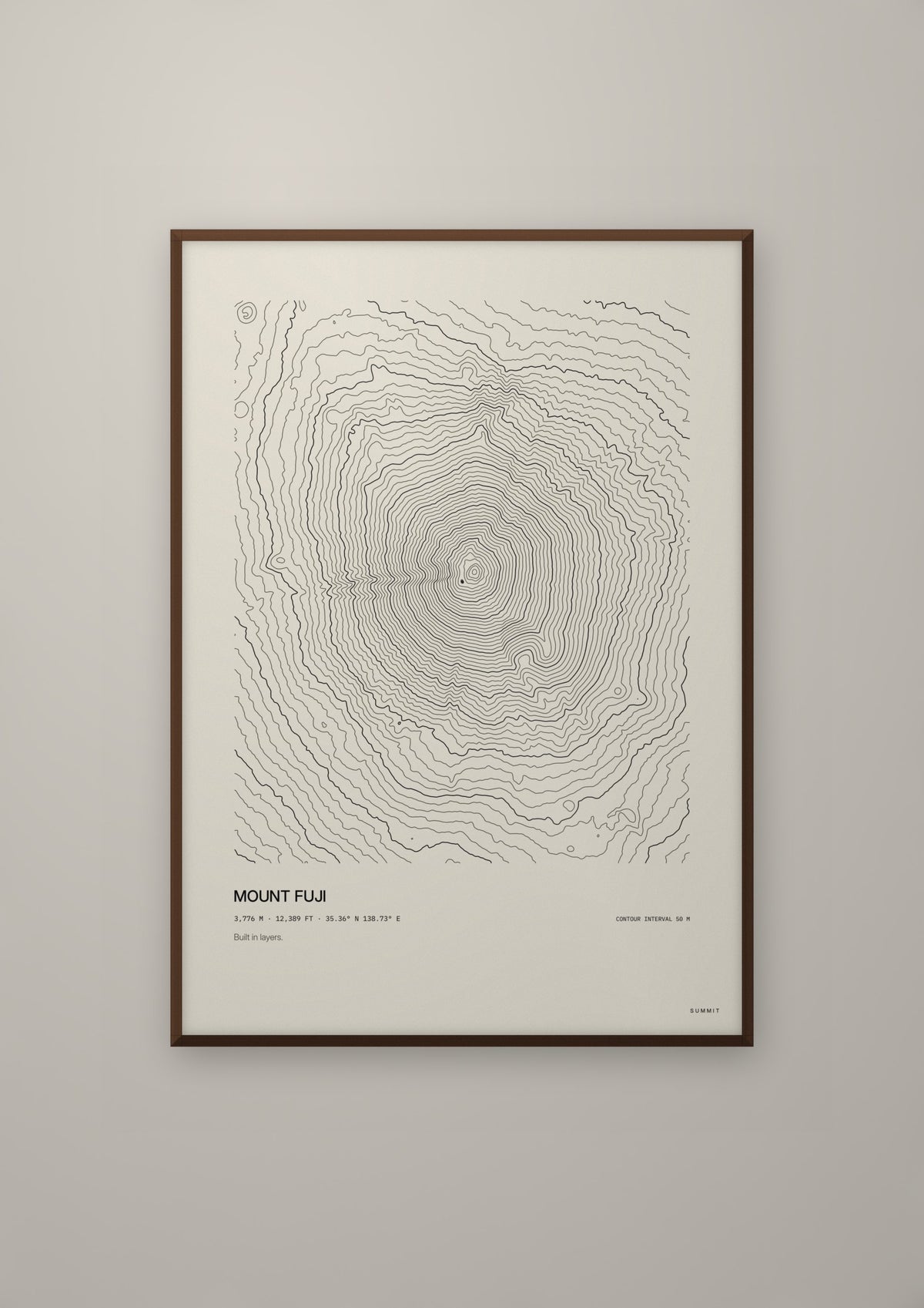 Mount Fuji in a dark wood frame