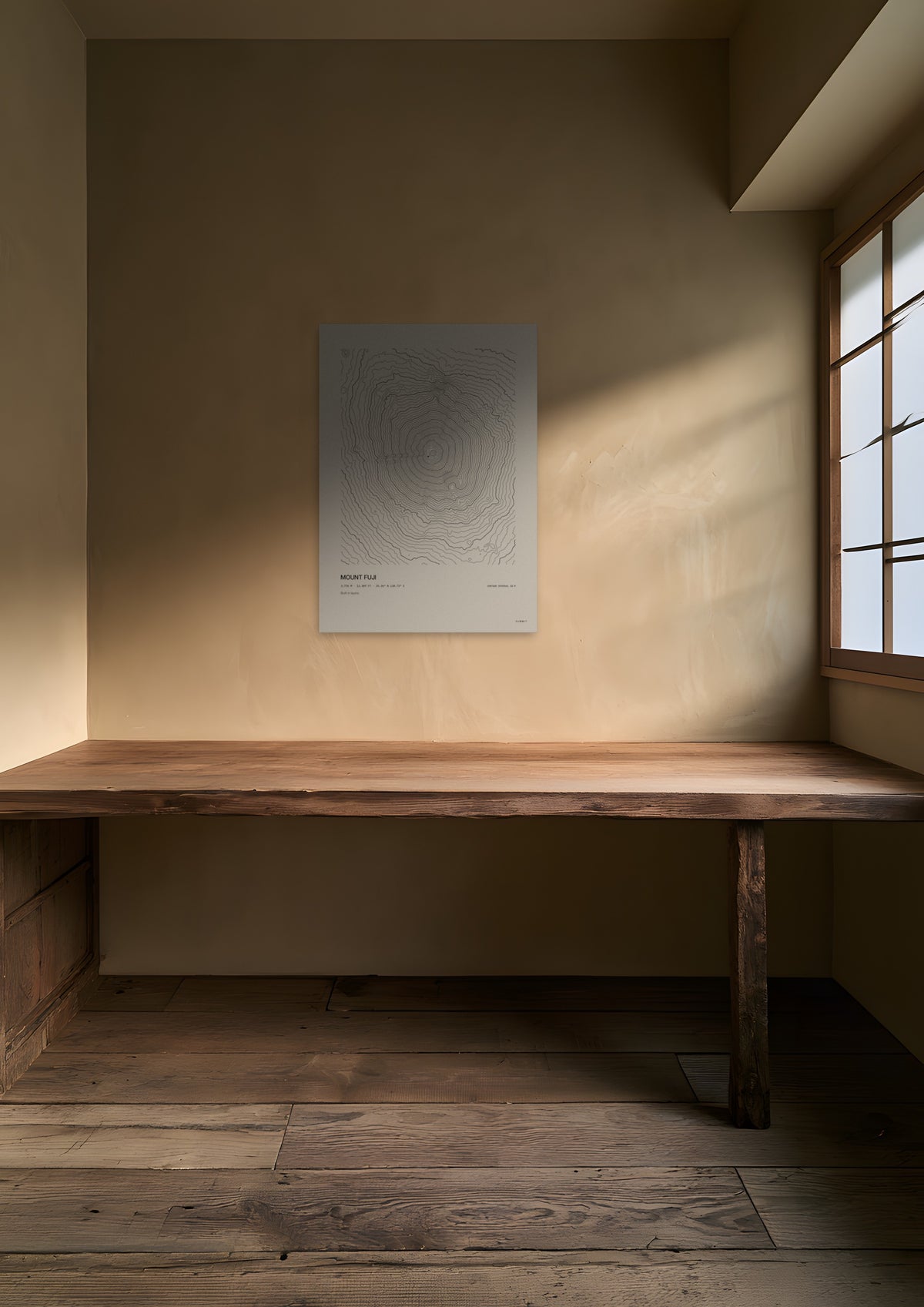 Mount Fuji, unframed art print shown in kyoto-machiya-study