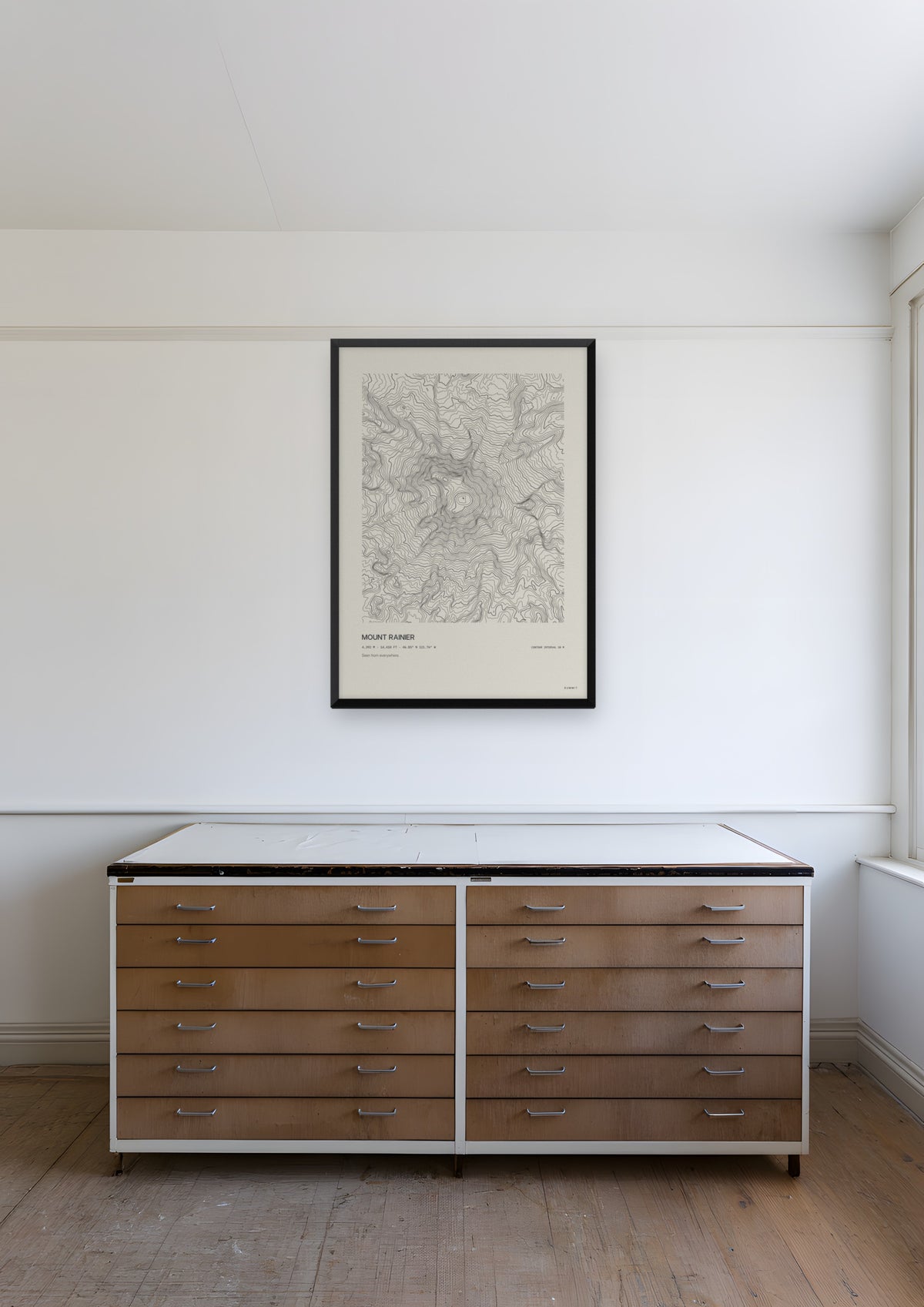 Mount Rainier in a black frame, shown in seattle-architect-office