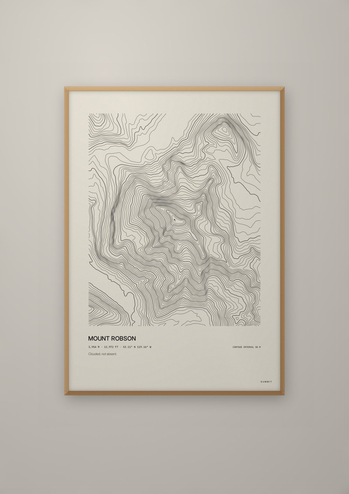 Mount Robson in a natural wood frame