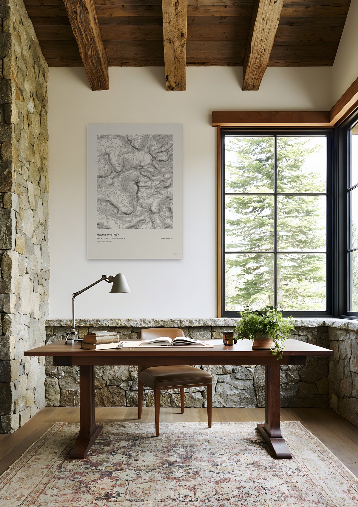 Mount Whitney, unframed art print shown in sierra-nevada-cabin-study