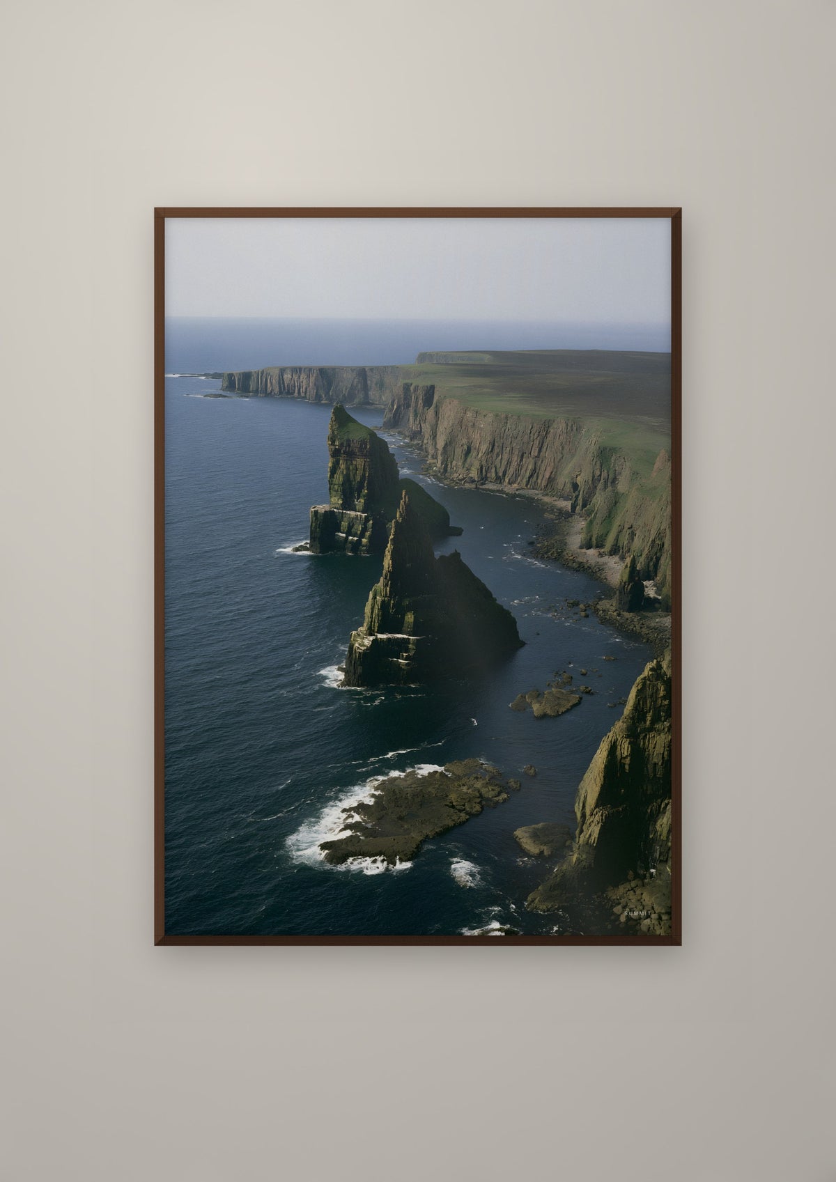 Ocean in a dark wood frame