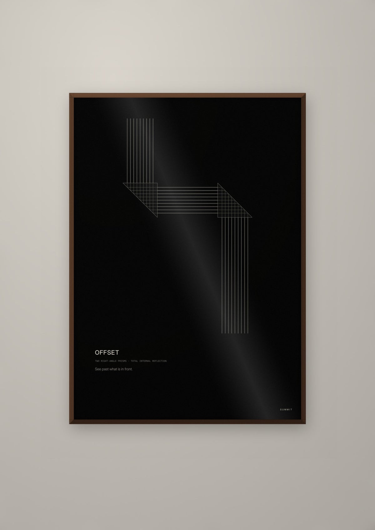 Offset in a dark wood frame
