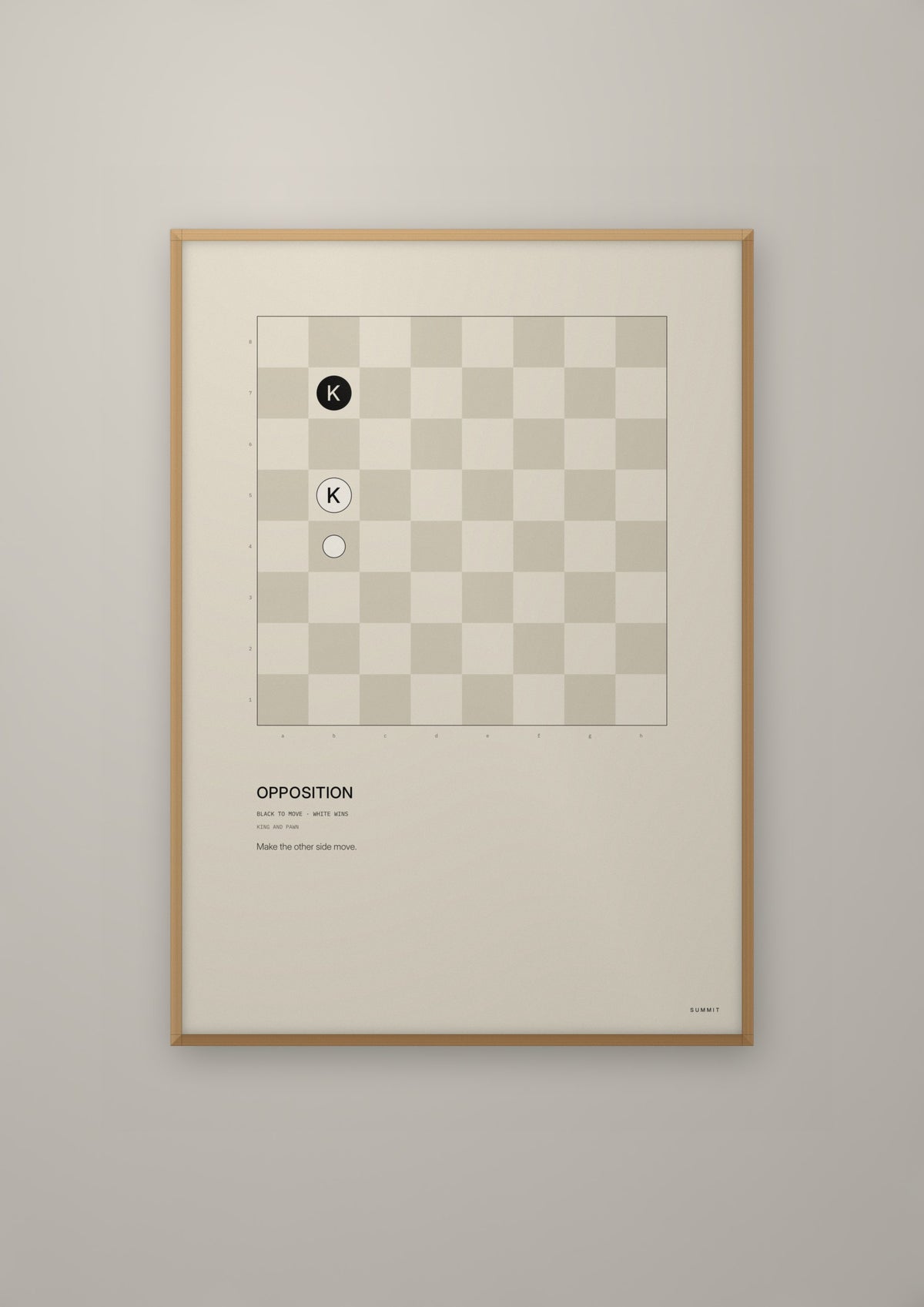 Opposition in a natural wood frame