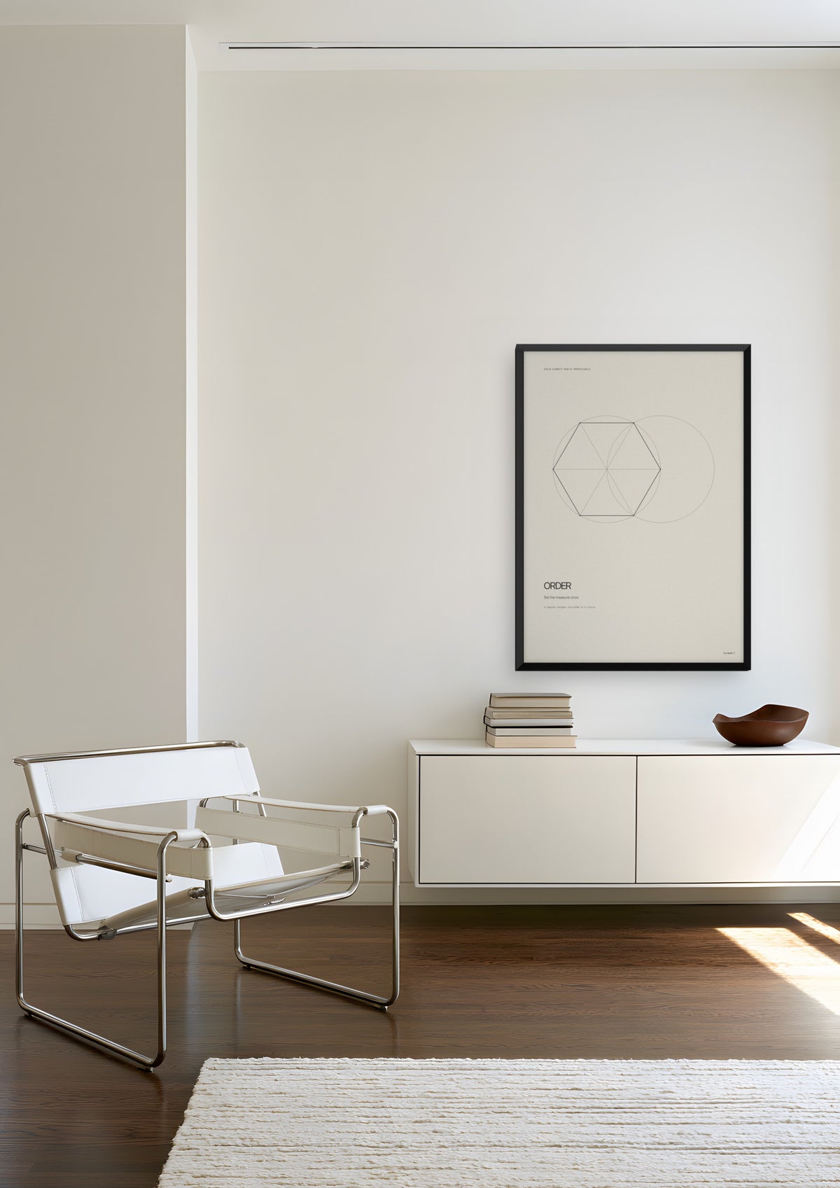 Order in a black frame, shown in dessau-modernist-apartment