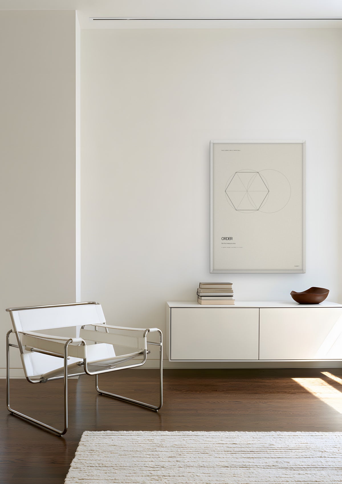 Order in a white frame, shown in dessau-modernist-apartment