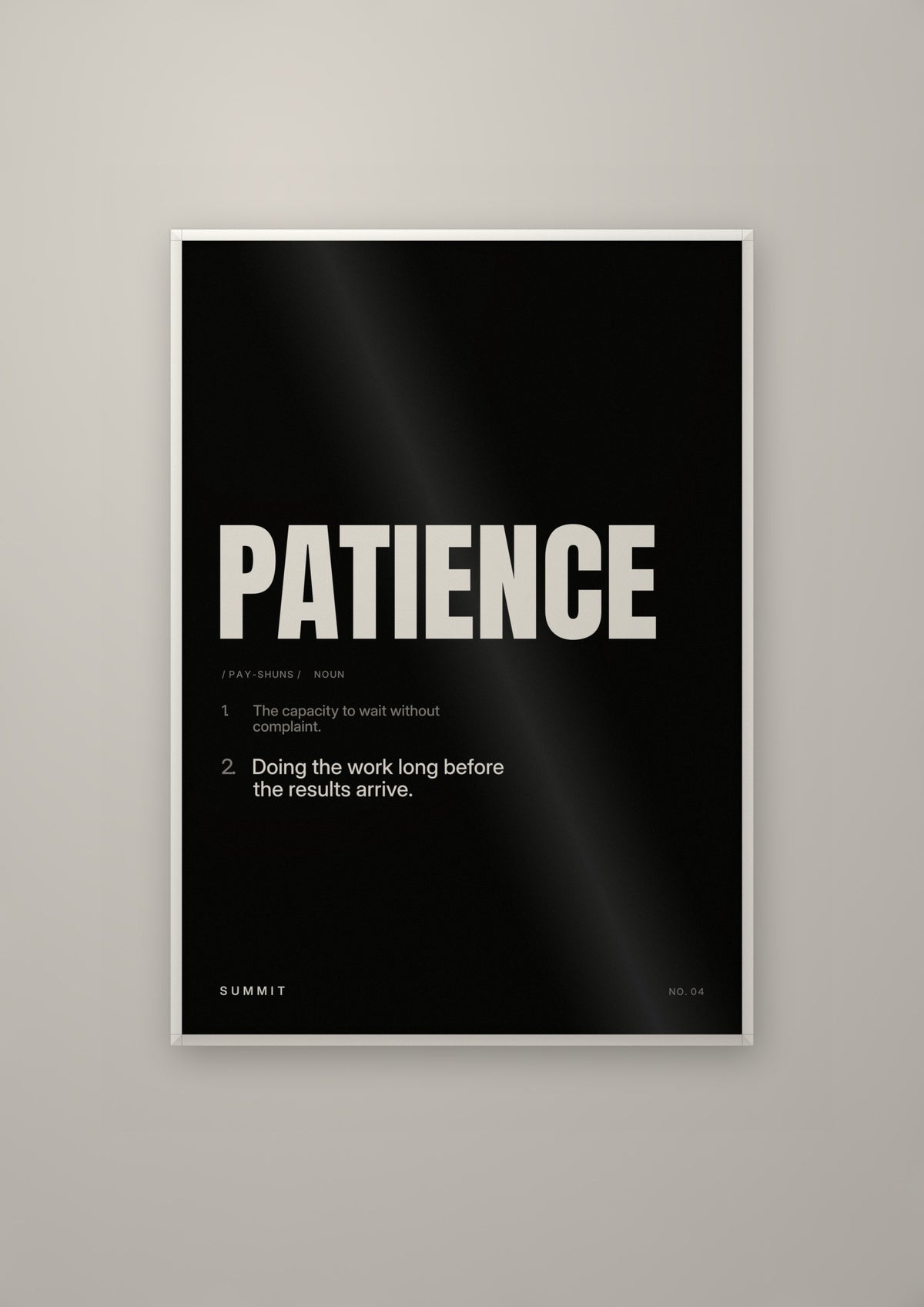 Patience, Defined (Black) in a white frame