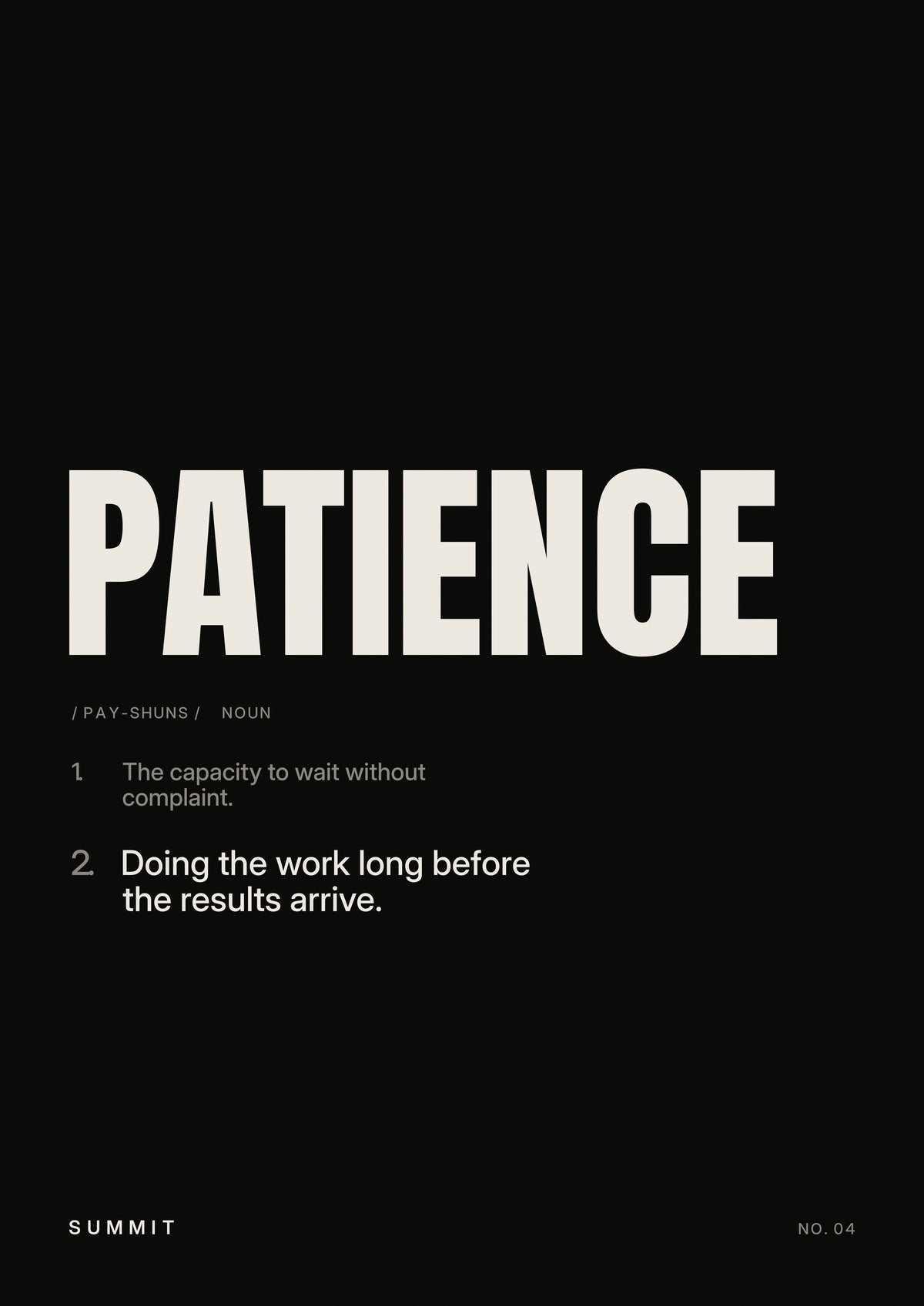 Patience, Defined (Black), unframed art print