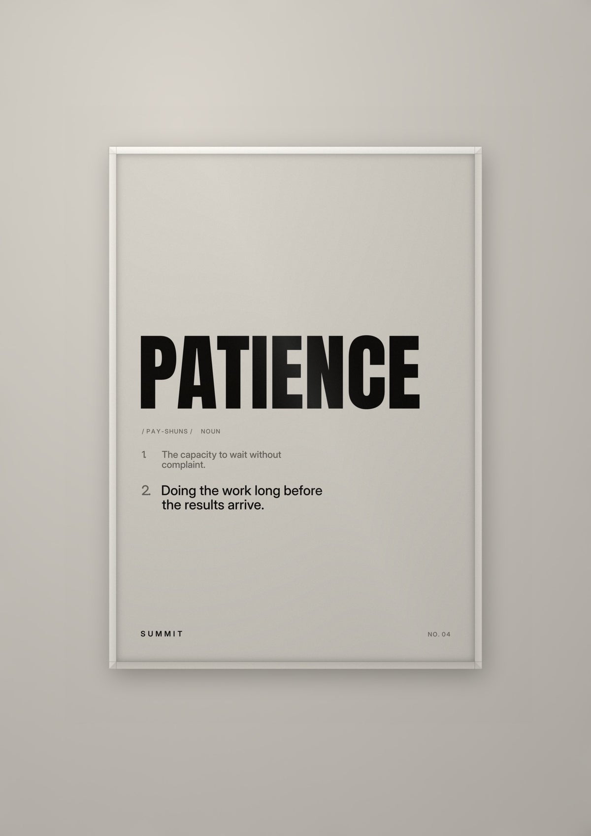 Patience, Defined in a white frame