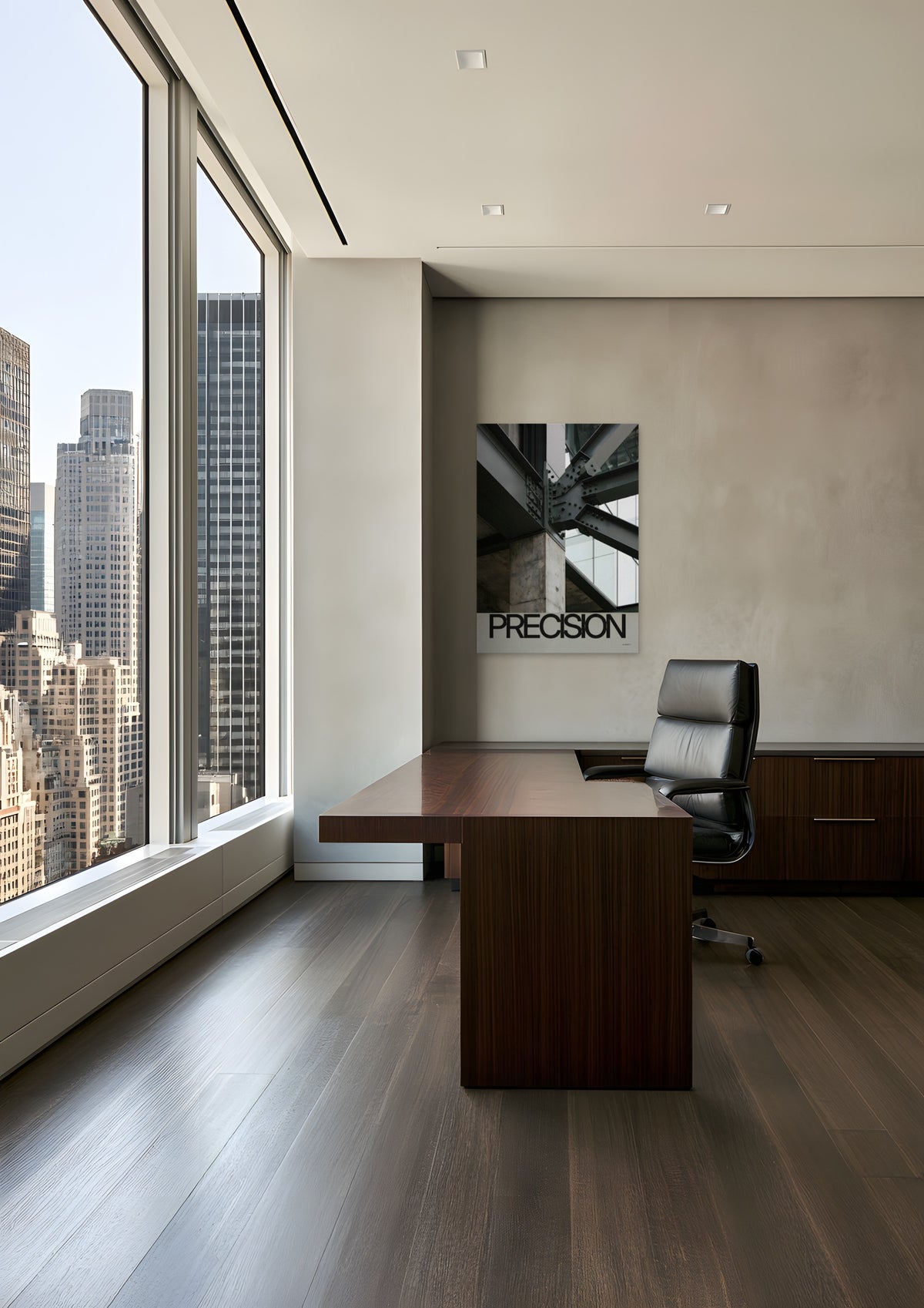 Precision, unframed art print shown in midtown-ceo-office