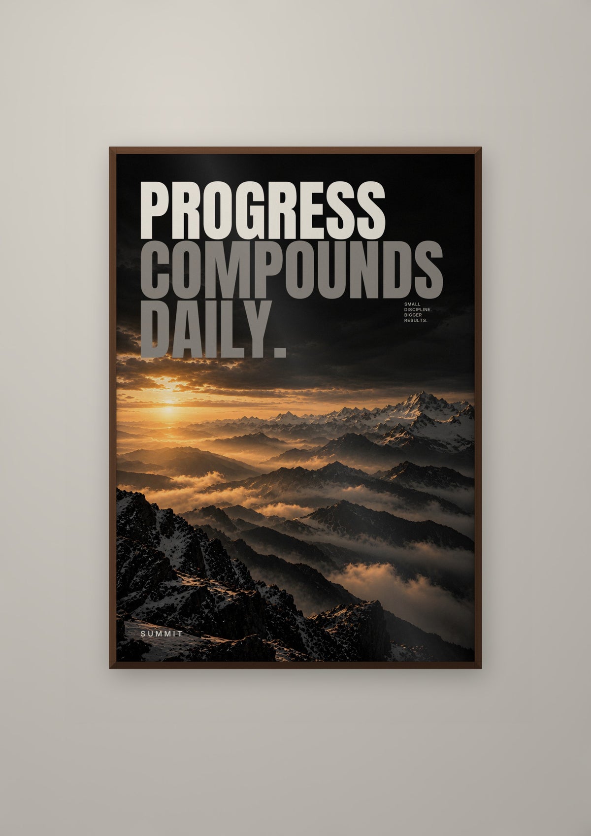 Progress Compounds in a dark wood frame