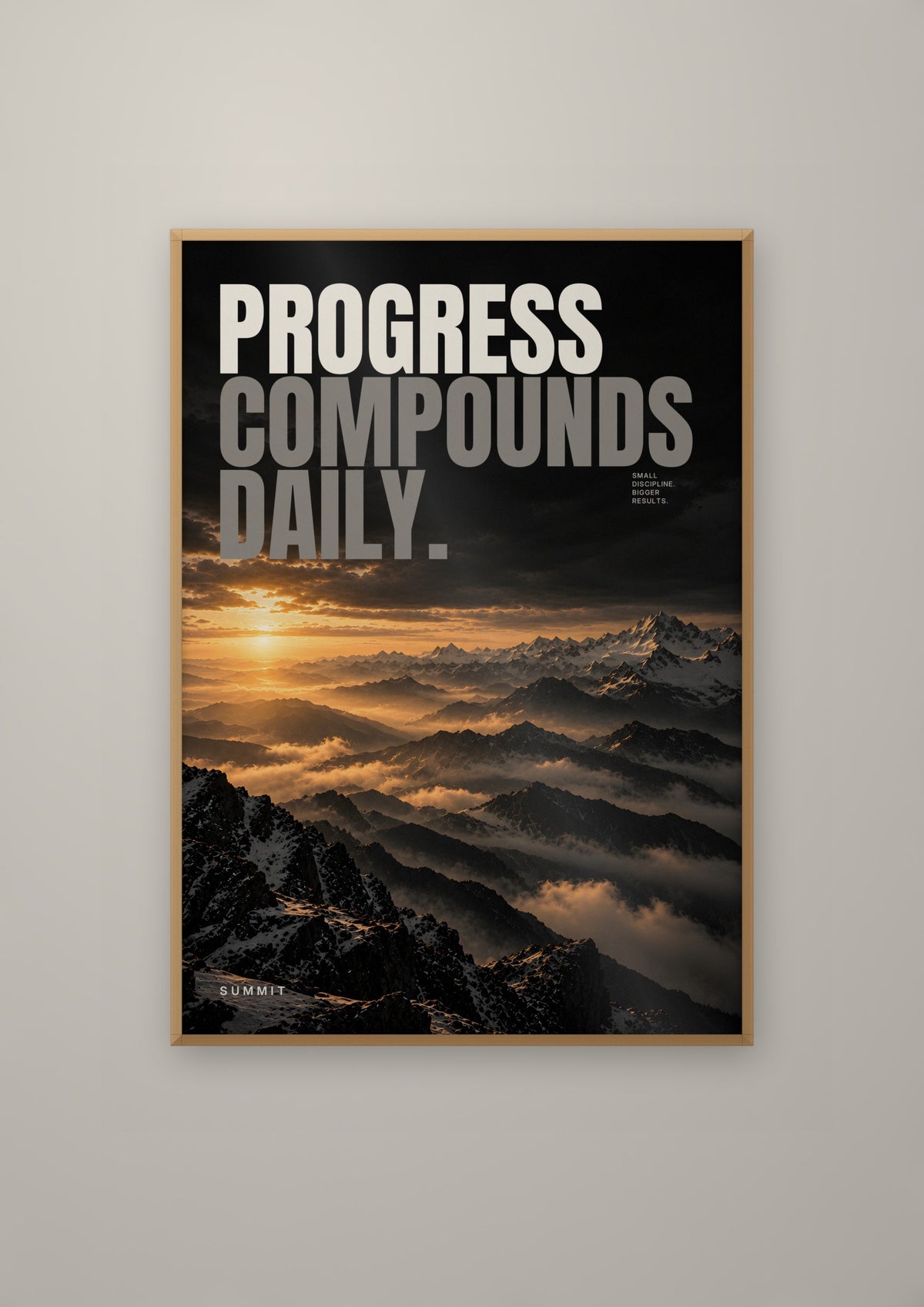 Progress Compounds in a natural wood frame