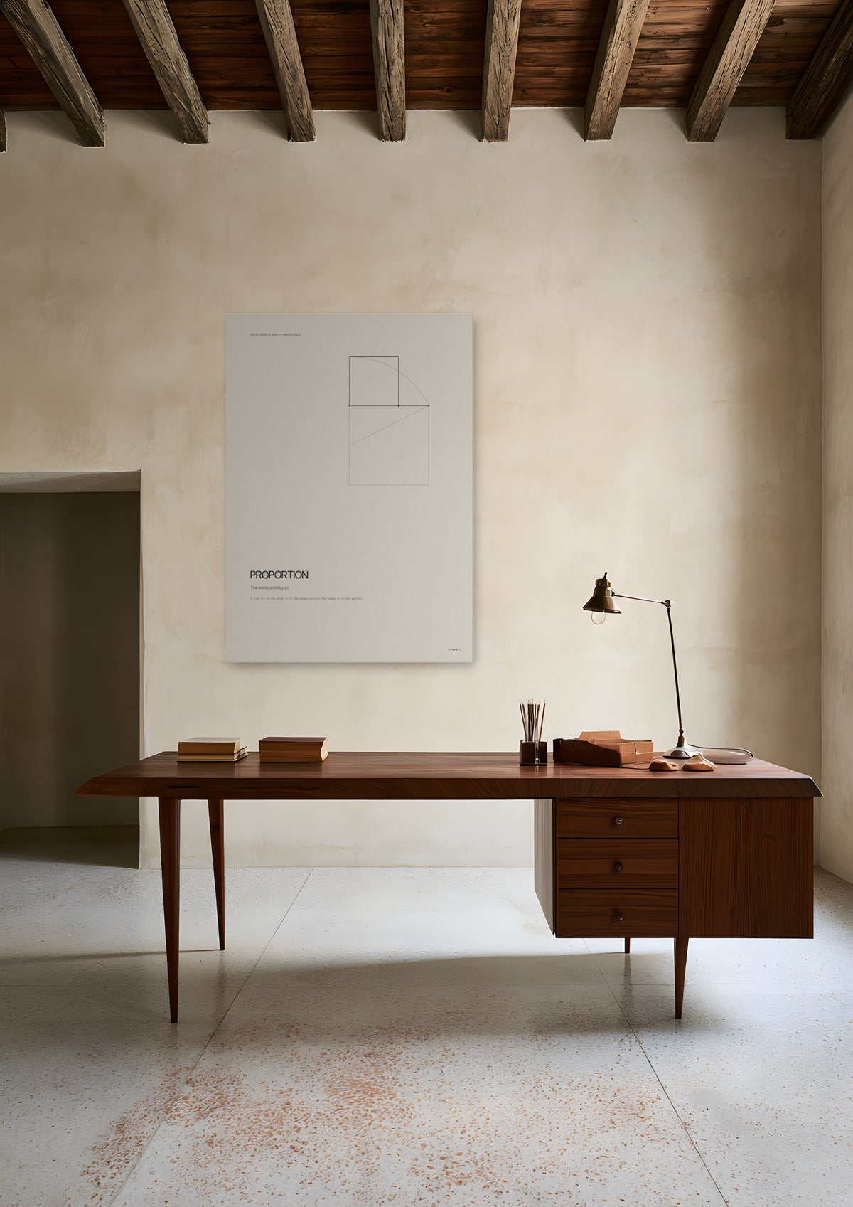 Proportion, unframed art print shown in venice-palazzo-study