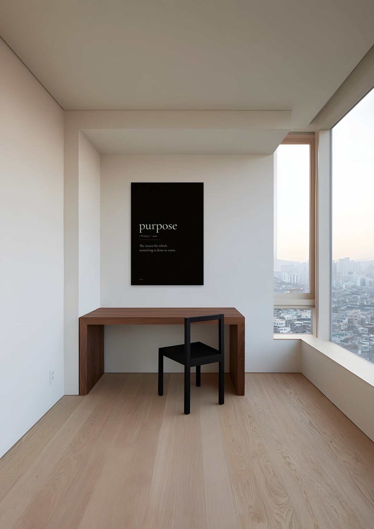 Purpose (Black), unframed art print shown in seoul-apartment-study