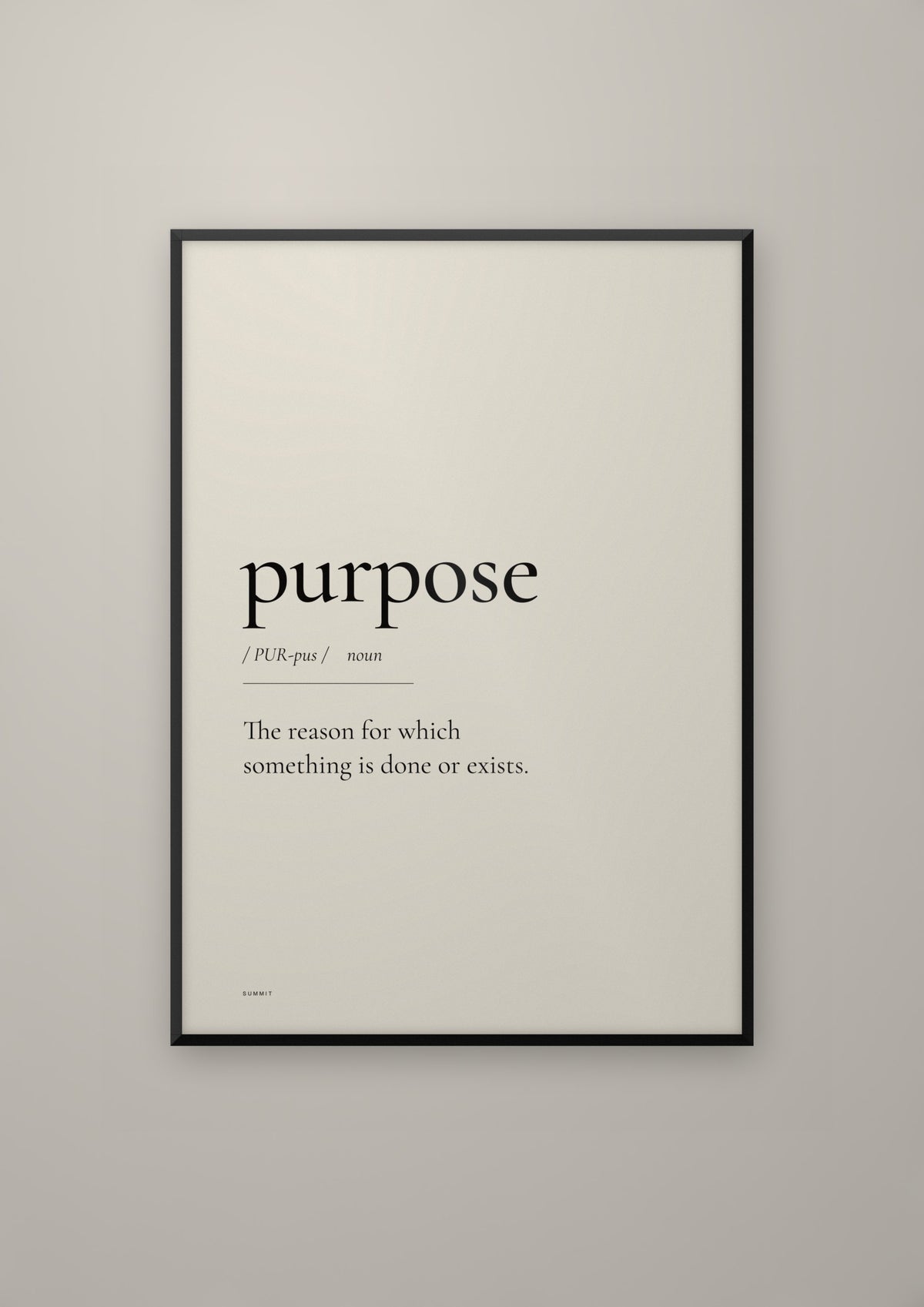 Purpose in a black frame