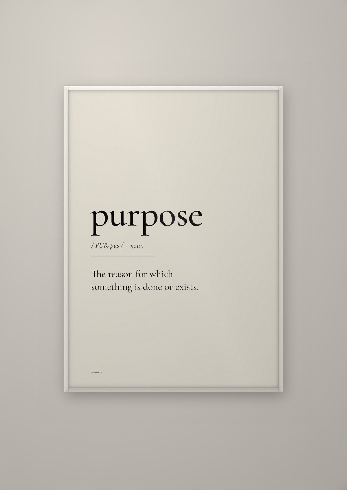 Purpose in a white frame