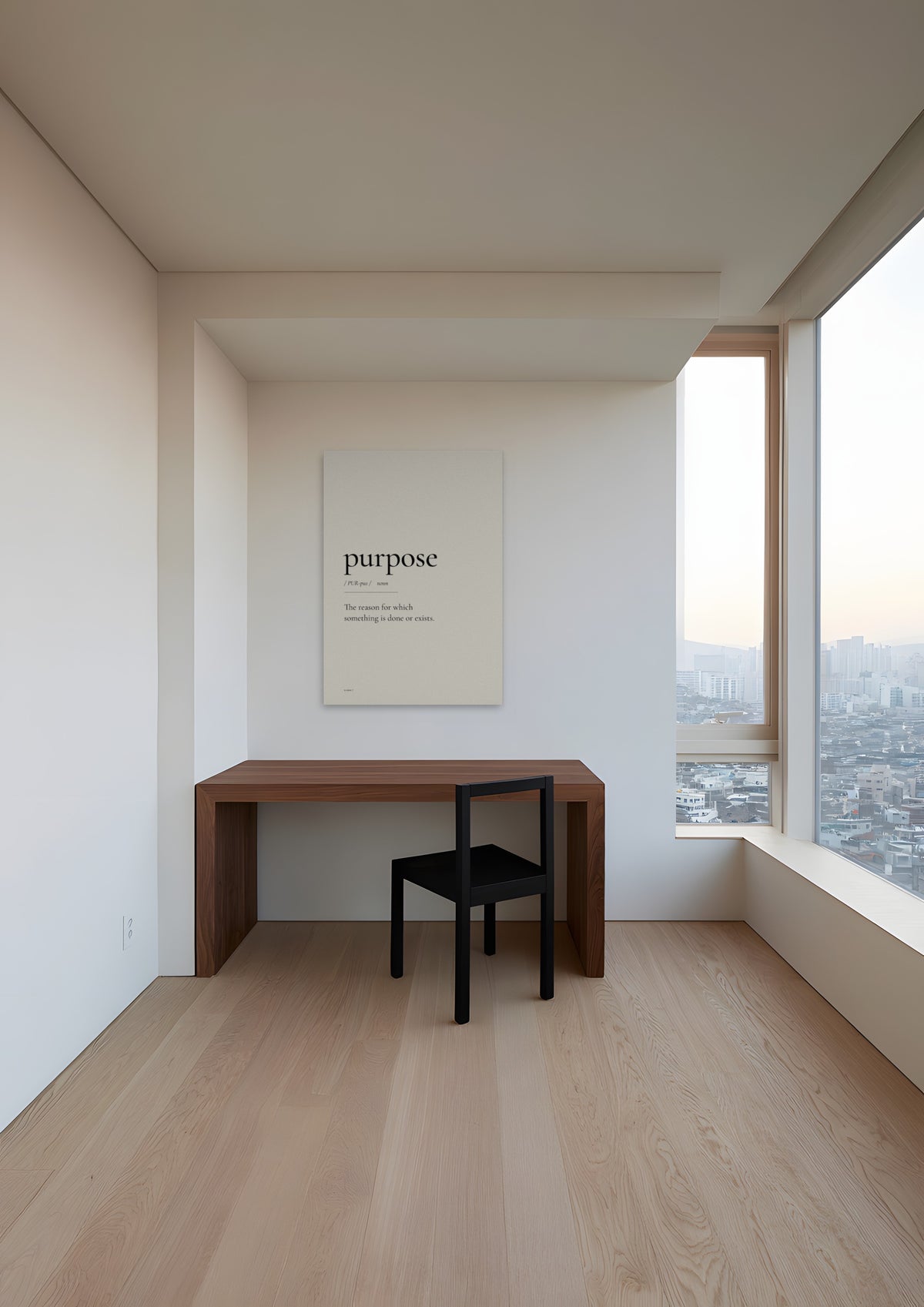 Purpose, unframed art print shown in seoul-apartment-study