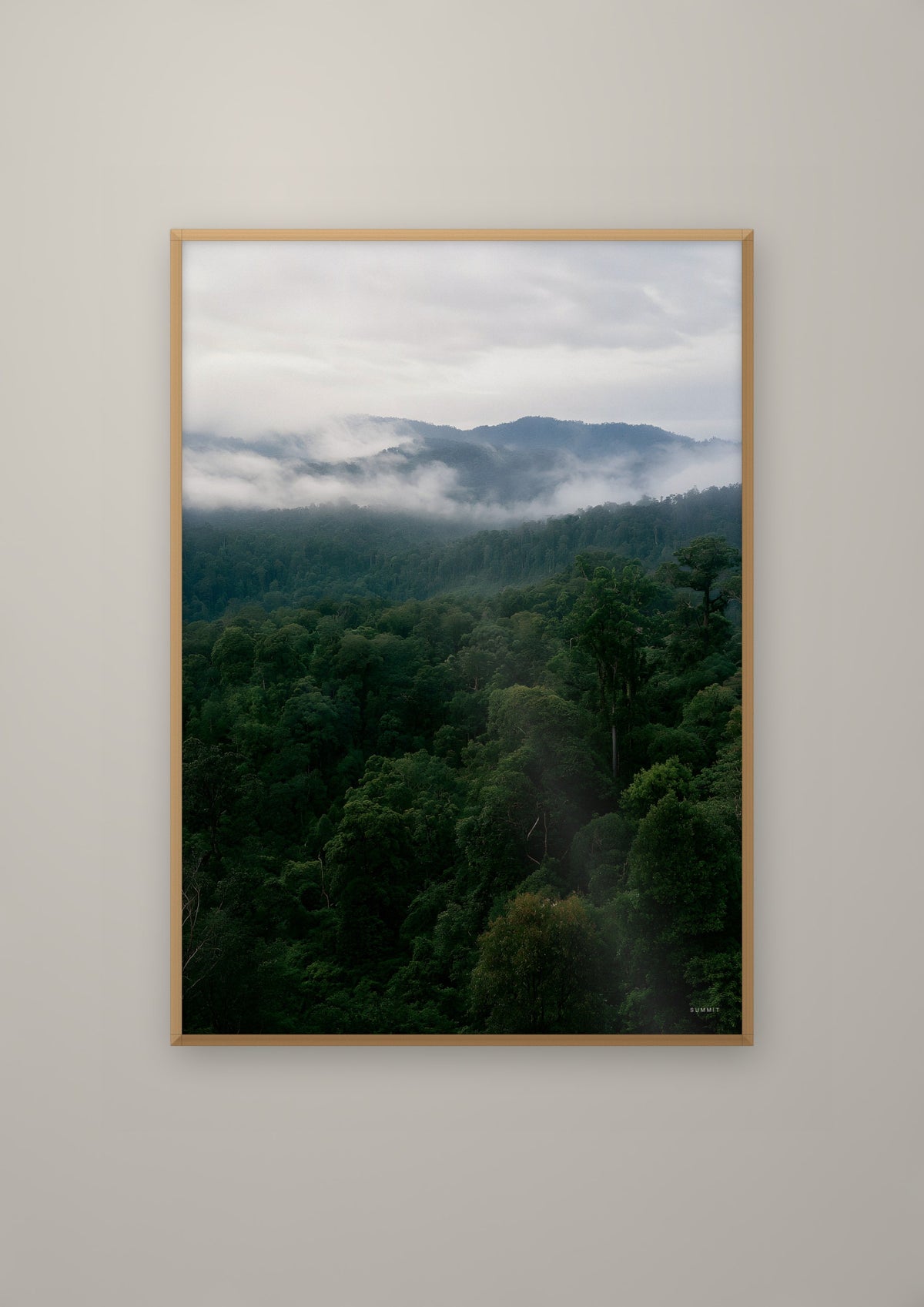 Rainforest in a natural wood frame