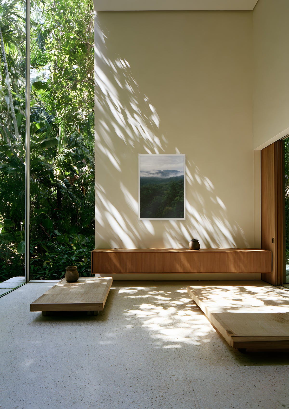 Rainforest in a white frame, shown in coconut-grove-lounge