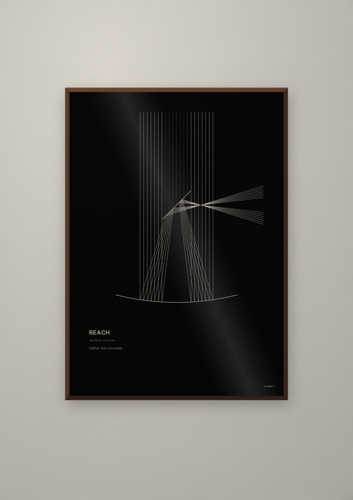 Reach in a dark wood frame