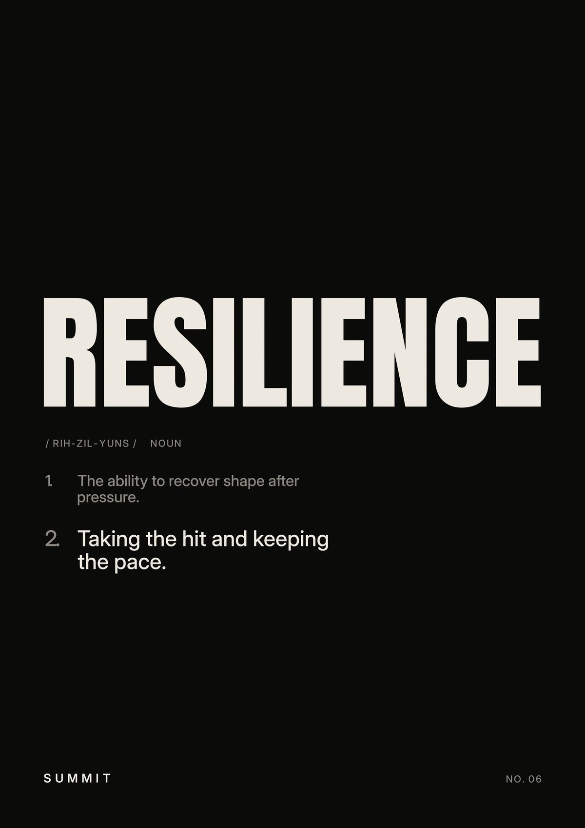 Resilience, Defined (Black), unframed art print